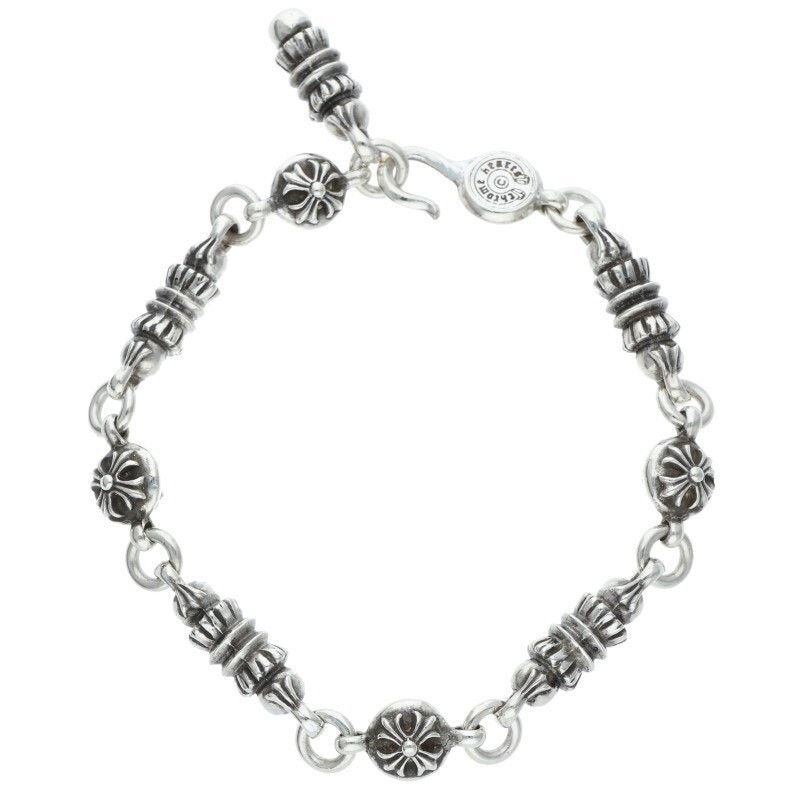 Chrome Hearts Silver Cross Ball Barrel Bracelet
