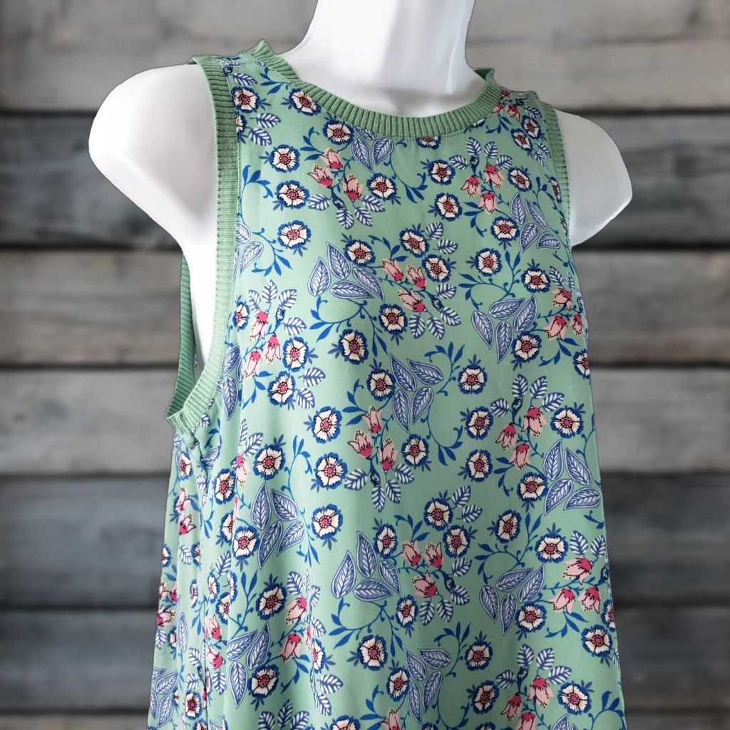 Loft Ann Taylor LOFT Top Womens Sz Small Green Pink Floral Sleeveless Size S / US 4 / IT 40 - 1 Thumbnail