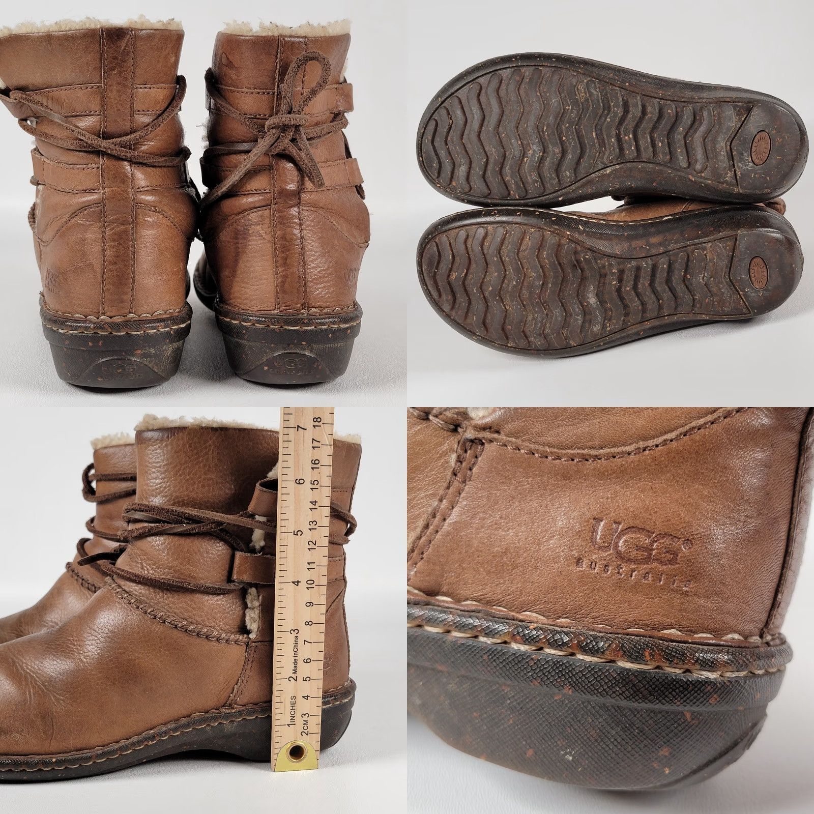 Ugg UGG Australia Caspia Leather Boots Lace Up Shearling Women Size 8 Brown Winter Snow Boot Size US 8 / IT 38 - 8 Thumbnail