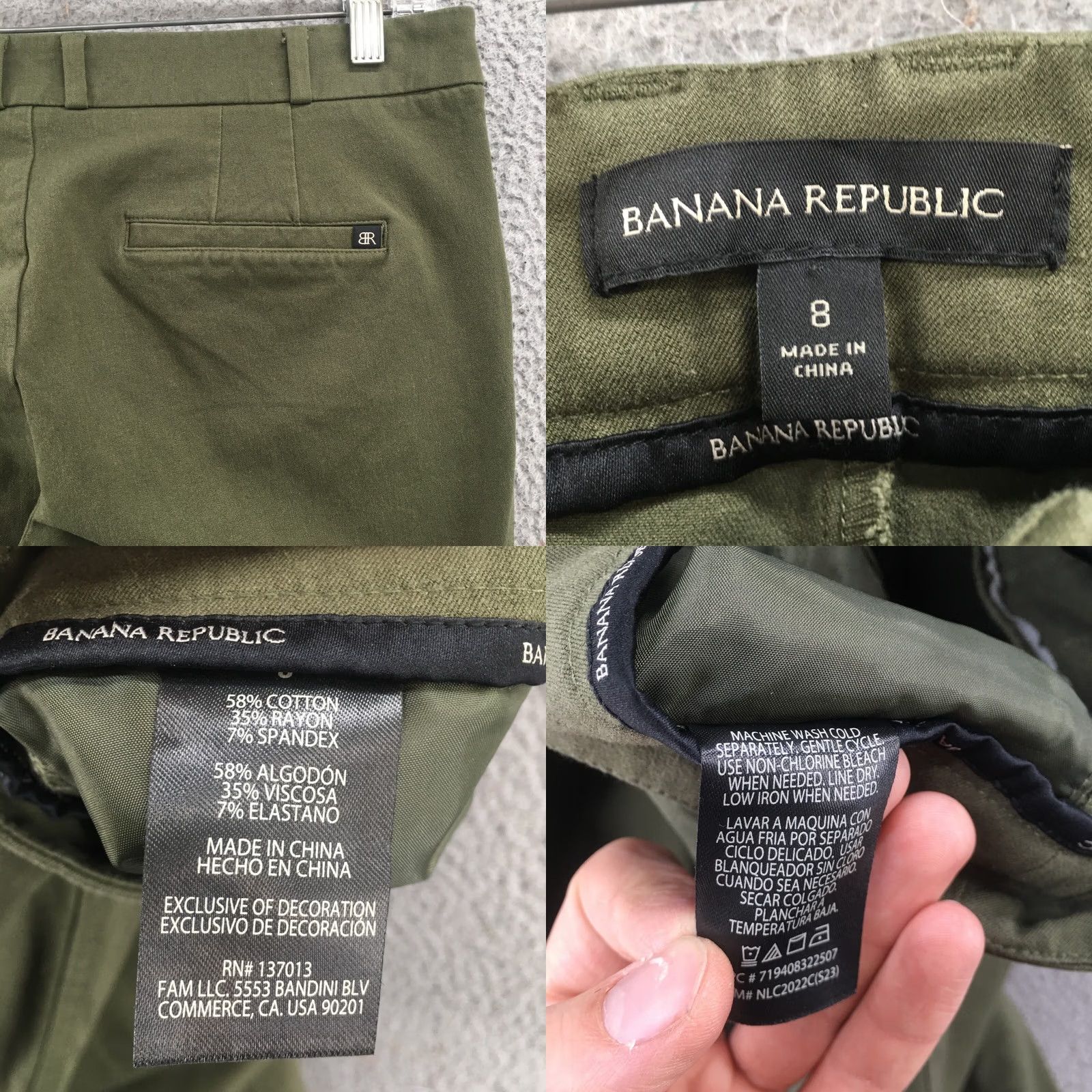 Banana Republic Banana Republic Pants Womens 8 Green Mid Rise Straight Leg Ankle Casual Zip Fly Size 30" / US 8 / IT 44 - 9 Thumbnail