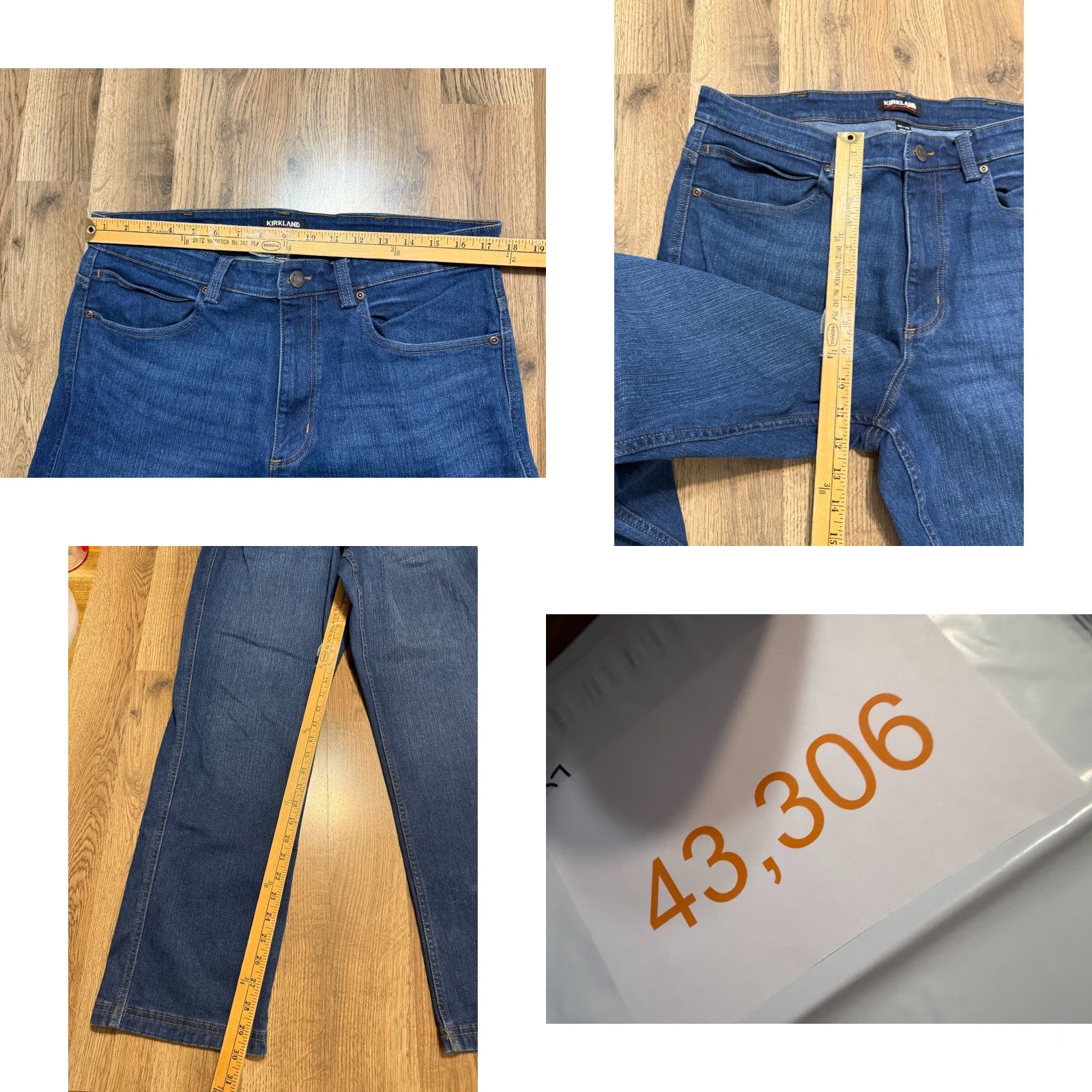 Vintage Kirkland Signature Jeans Men's 36x32 Blue Denim Straight Leg Dark Wash Pockets 5-Pocket Design Regular Inseam 32 Size US 36 / EU 52 - 8 Thumbnail