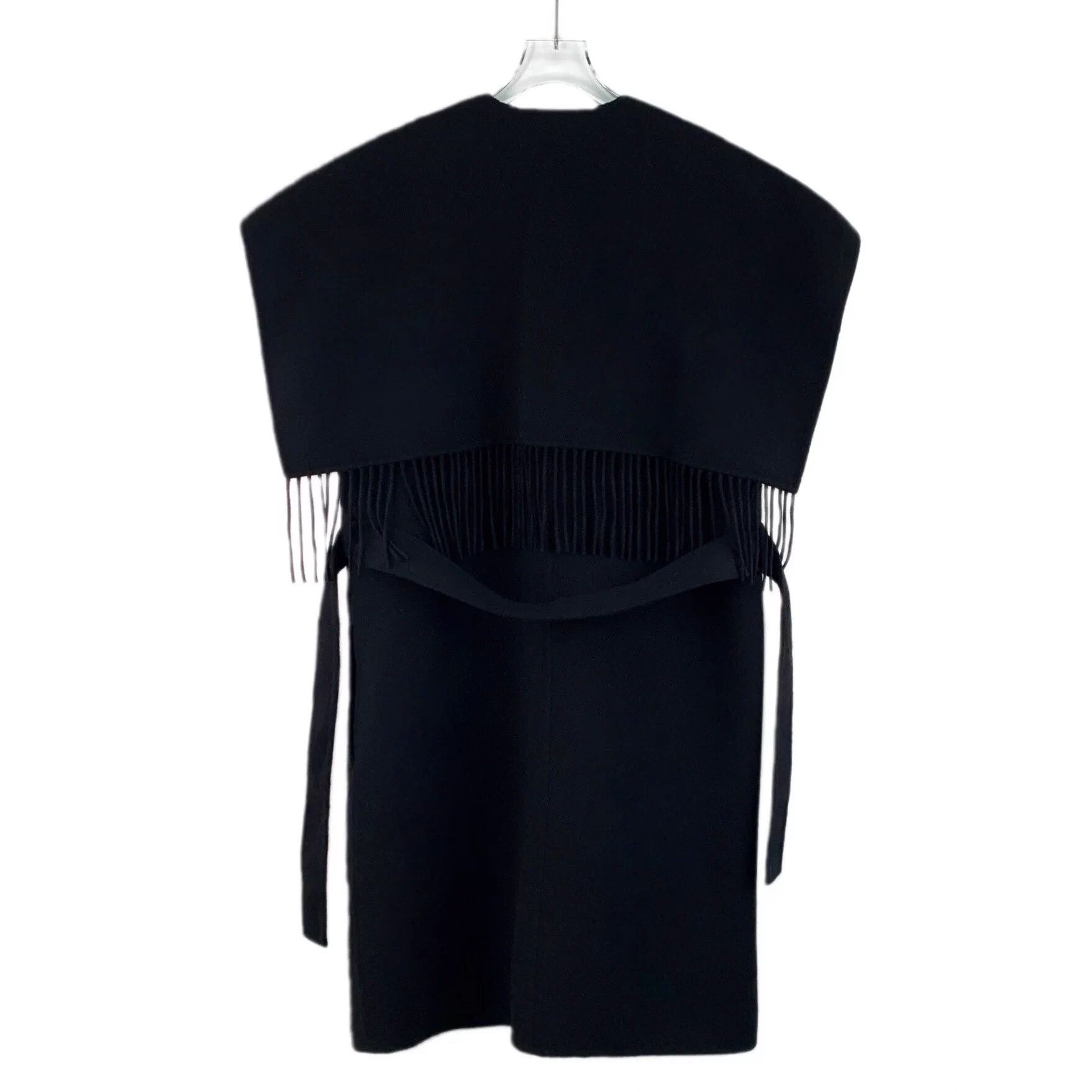 Hermes Hermes Black Cashmere Fringe Sleeveless Belted Coat 34 XXS Size XXS / US 00 / IT 34 - 2 Thumbnail