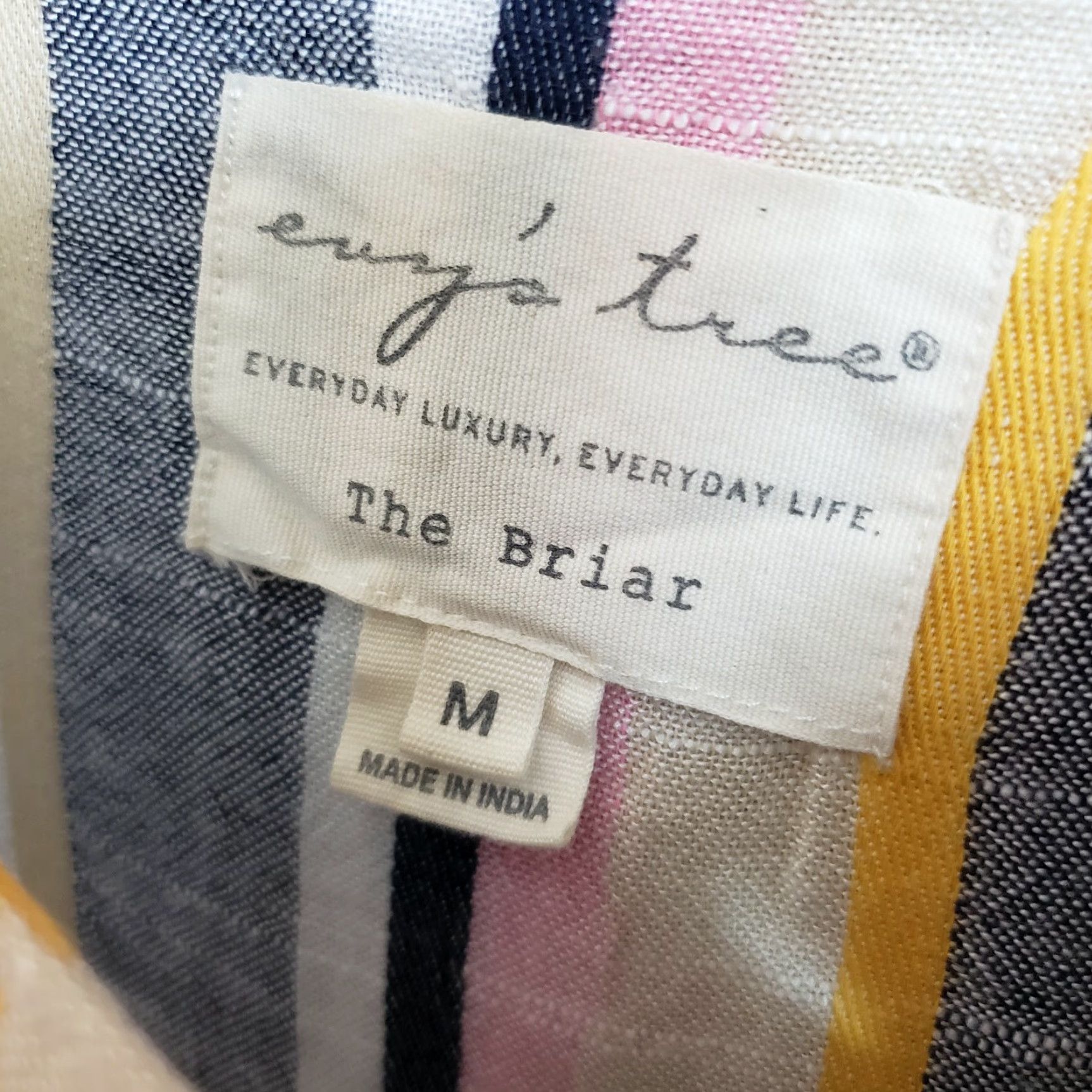 Vintage Evy's Tree Briar Dress Womens Medium Pink Blue Striped Cotton Blend Short Sleeve Pullover Casual Shift Dress Size M / US 6-8 / IT 42-44 - 6 Thumbnail