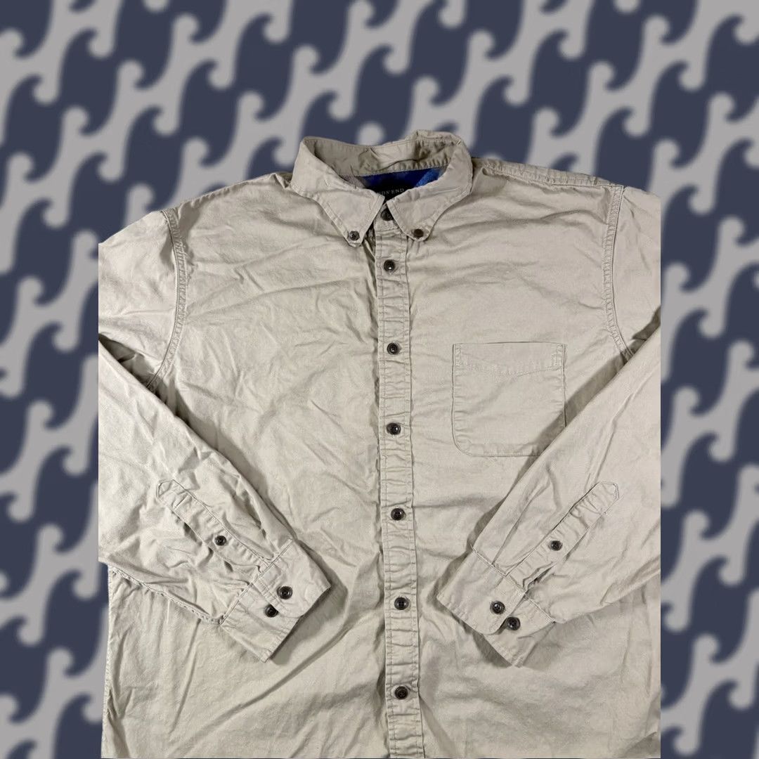 Lands' End Lands' End Tan Button-Down Long Sleeve Collared Shirt Mens XL 17-17.5 100% Cotton Classic Preppy Shirt Size US XL / EU 56 / 4 - 1 Thumbnail