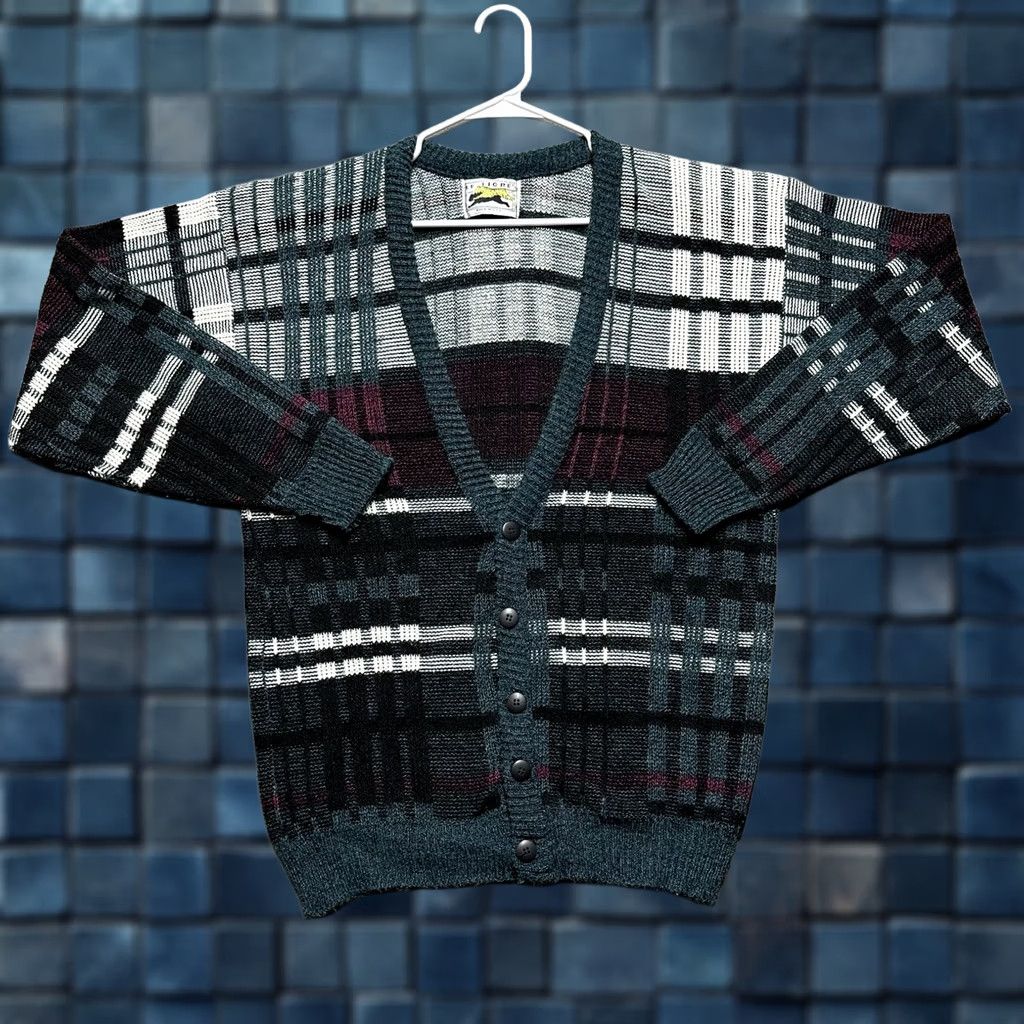 Etro Vintage Le Tigre Sweater Mens XL Green Striped Cardigan V-Neck Retro Grandpa EUC Size US XL / EU 56 / 4 - 1 Thumbnail