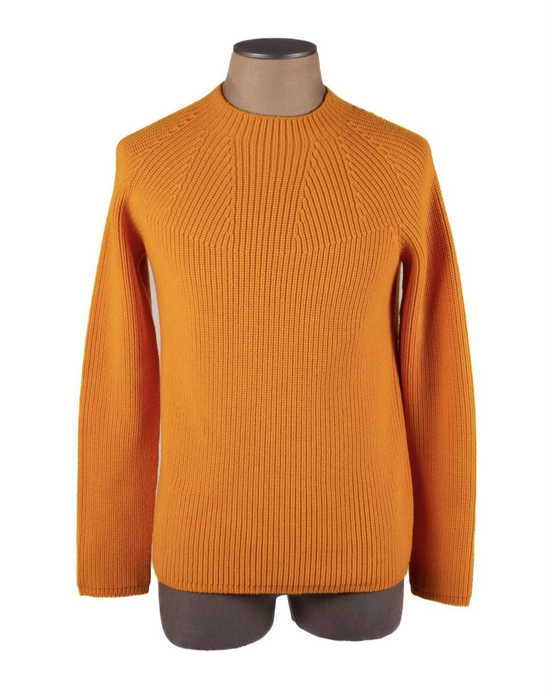 image of Jil Sander Orange Wool Mock Neck Ribbed Sweater, Men's (Size Medium)