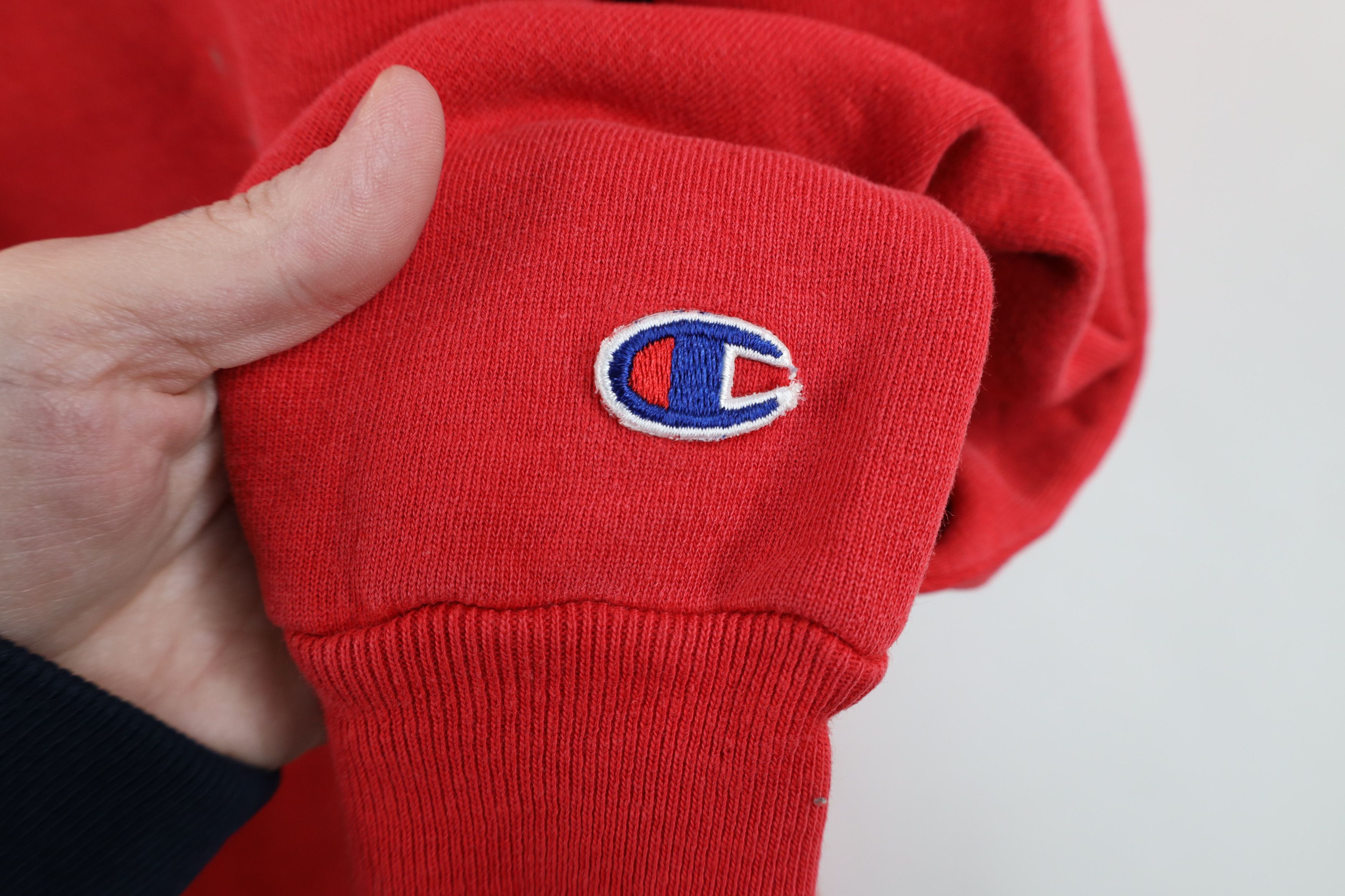 Champion × Vintage Vintage 90s Champion Spell Out Crewneck Sweatshirt Red Size US M / EU 48-50 / 2 - 4 Thumbnail