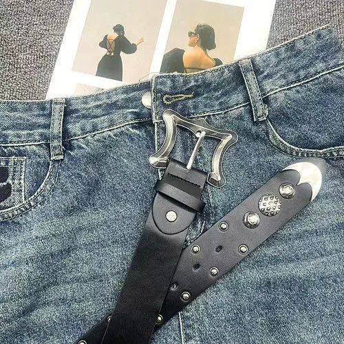 Japanese Brand Furuya x Fuji Rock punk style genuine leather belt Size 32 - 4 Thumbnail