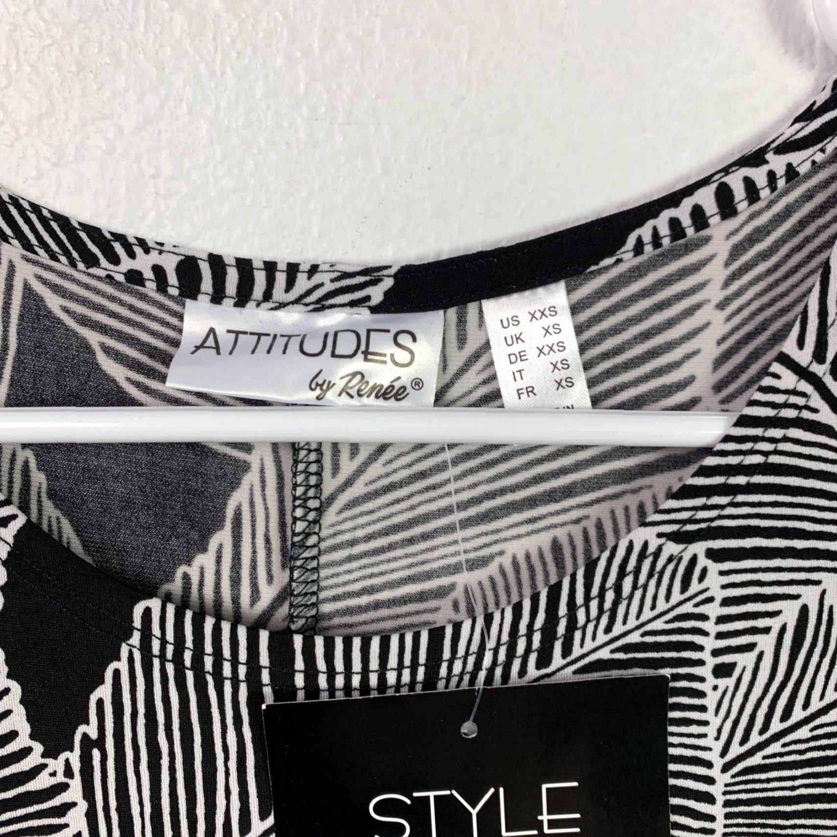 Vintage Attitudes Black White Palm Leaves Portrait Dress XXS NWT Tank Dress Sleeveless Round Neck Party/Cocktail Casual Travel Floral Pattern Womens Xs? Size XXS / US 00 / IT 34 - 4 Thumbnail