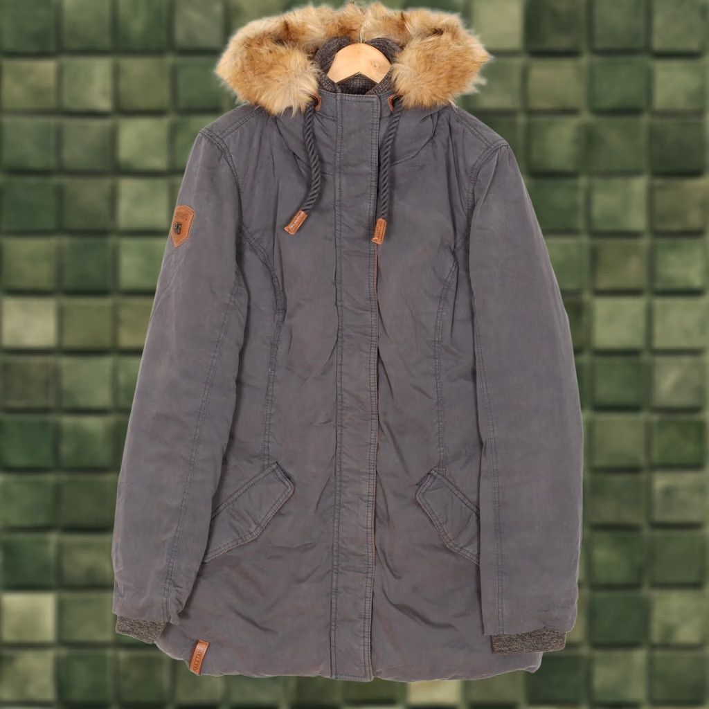 Vintage NAKETANO Fur Hooded Parka Jacket Women XL Grey MJ5243 Size XL / US 12-14 / IT 48-50 - 1 Thumbnail