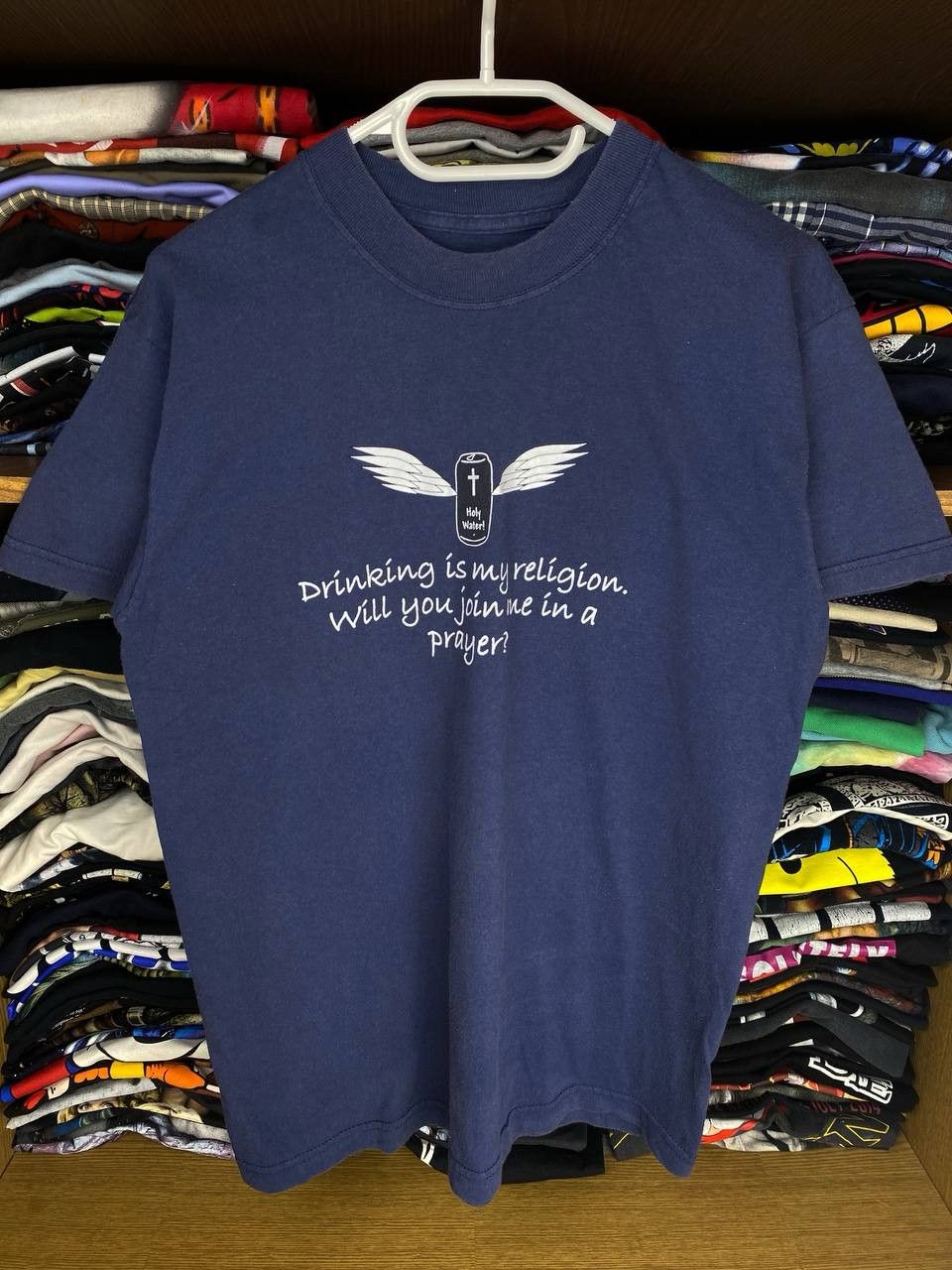 Vintage Vintage Drinking Is My Religion 90s Humor Graphic Tee Size US M / EU 48-50 / 2 - 1 Thumbnail