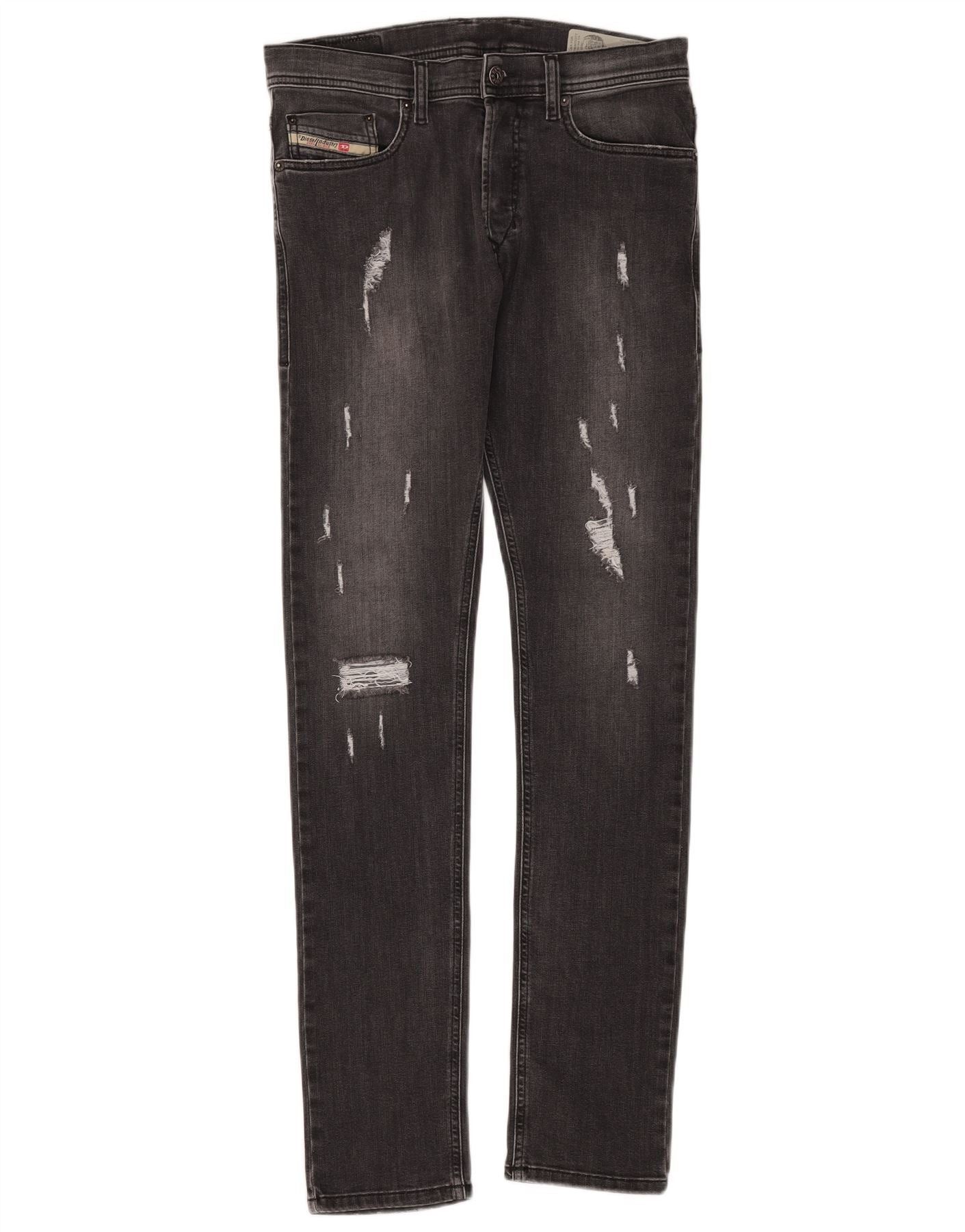 Diesel Womens Tepphar Distressed Carrot Slim Jeans W28 L32 Grey Cot Size 42" / US 20 - 1 Thumbnail