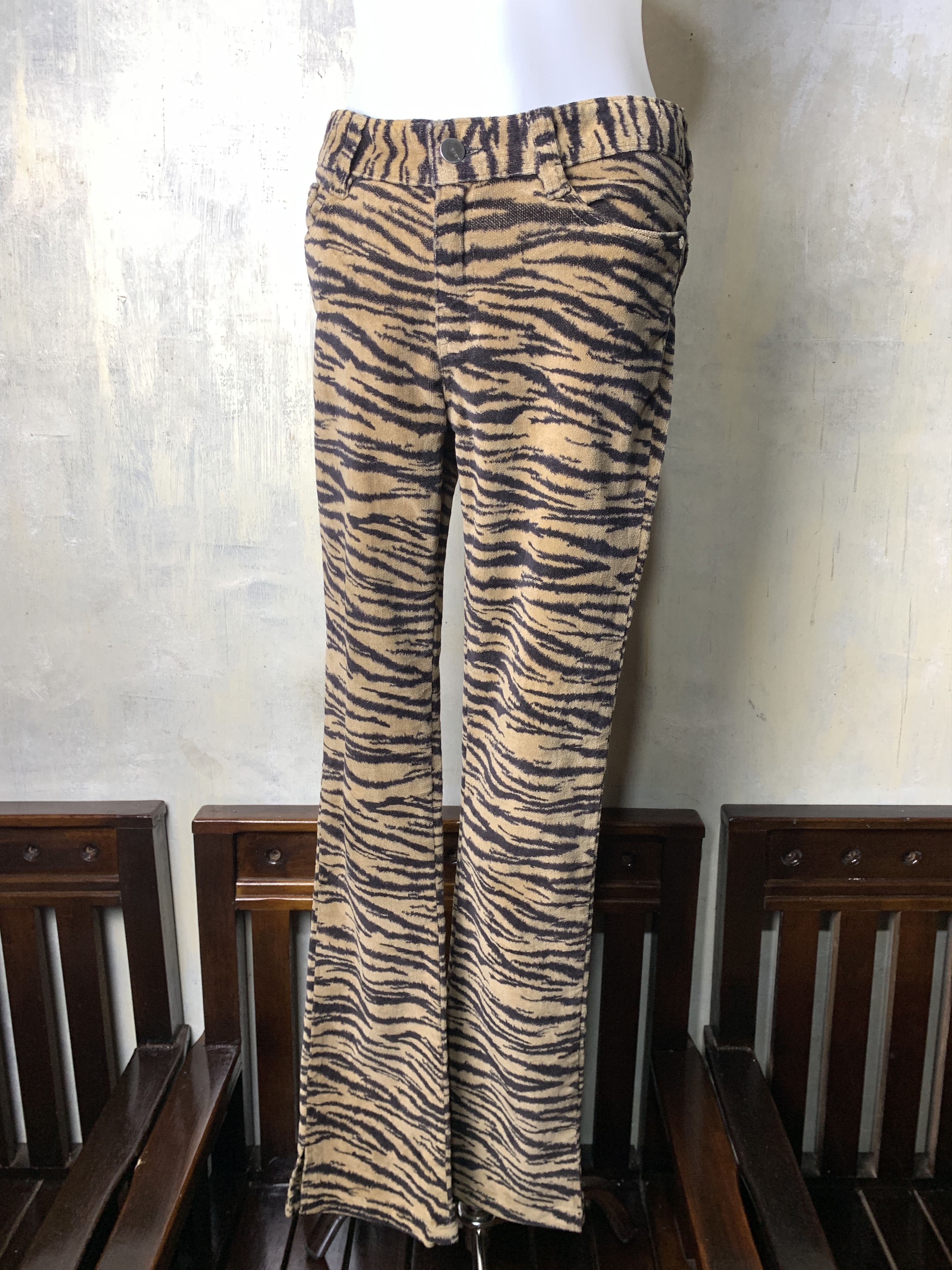 Japanese Brand Gozip Tiger Camo Bootcut Velvet Lowrise Pants (28) Size 28" / US 6 / IT 42 - 2 Thumbnail
