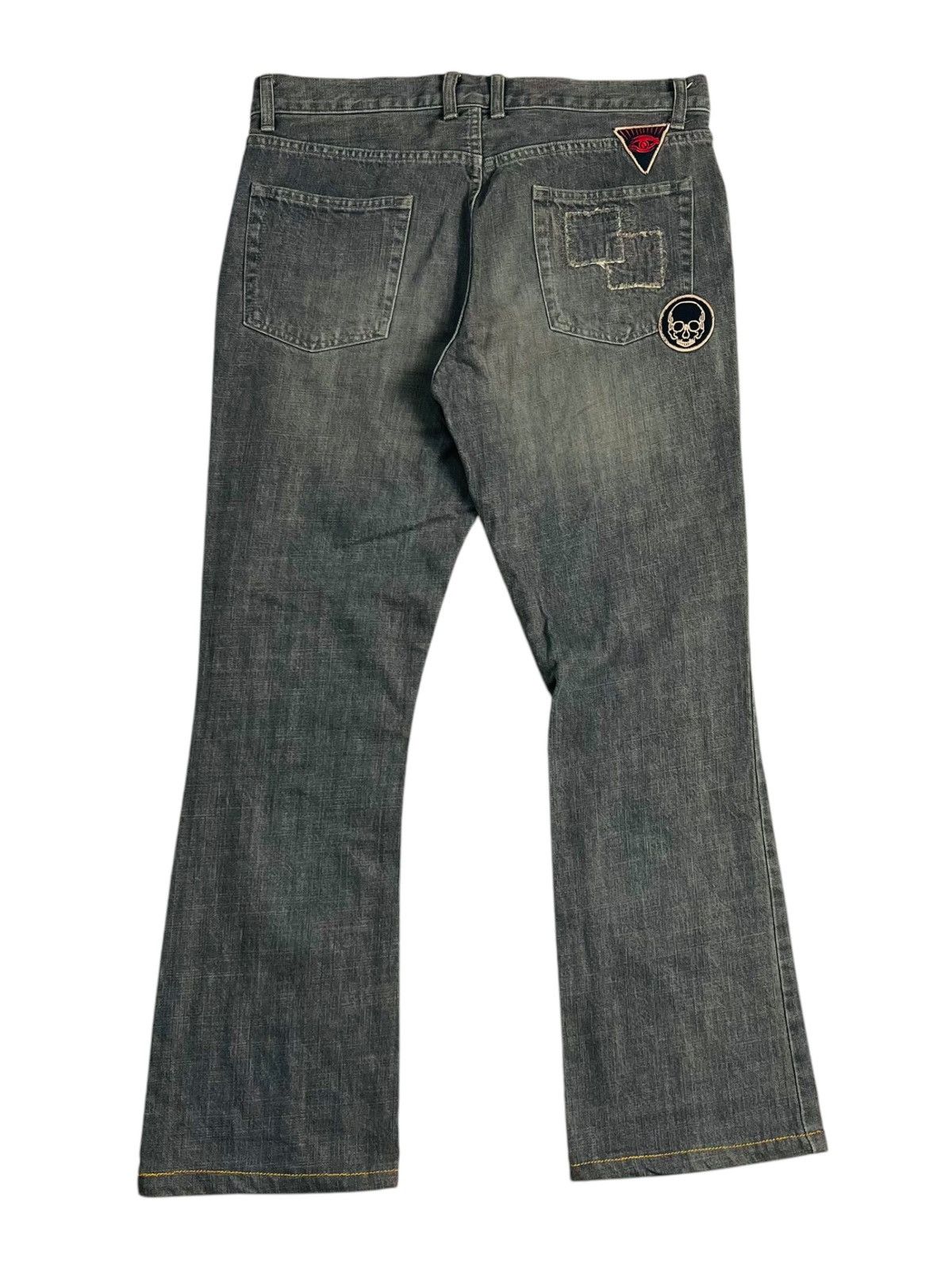 If Six Was Nine 2000s Schlussel - Mudwash Patchwork Flared Denim Size US 30 / EU 46 - 2 Thumbnail