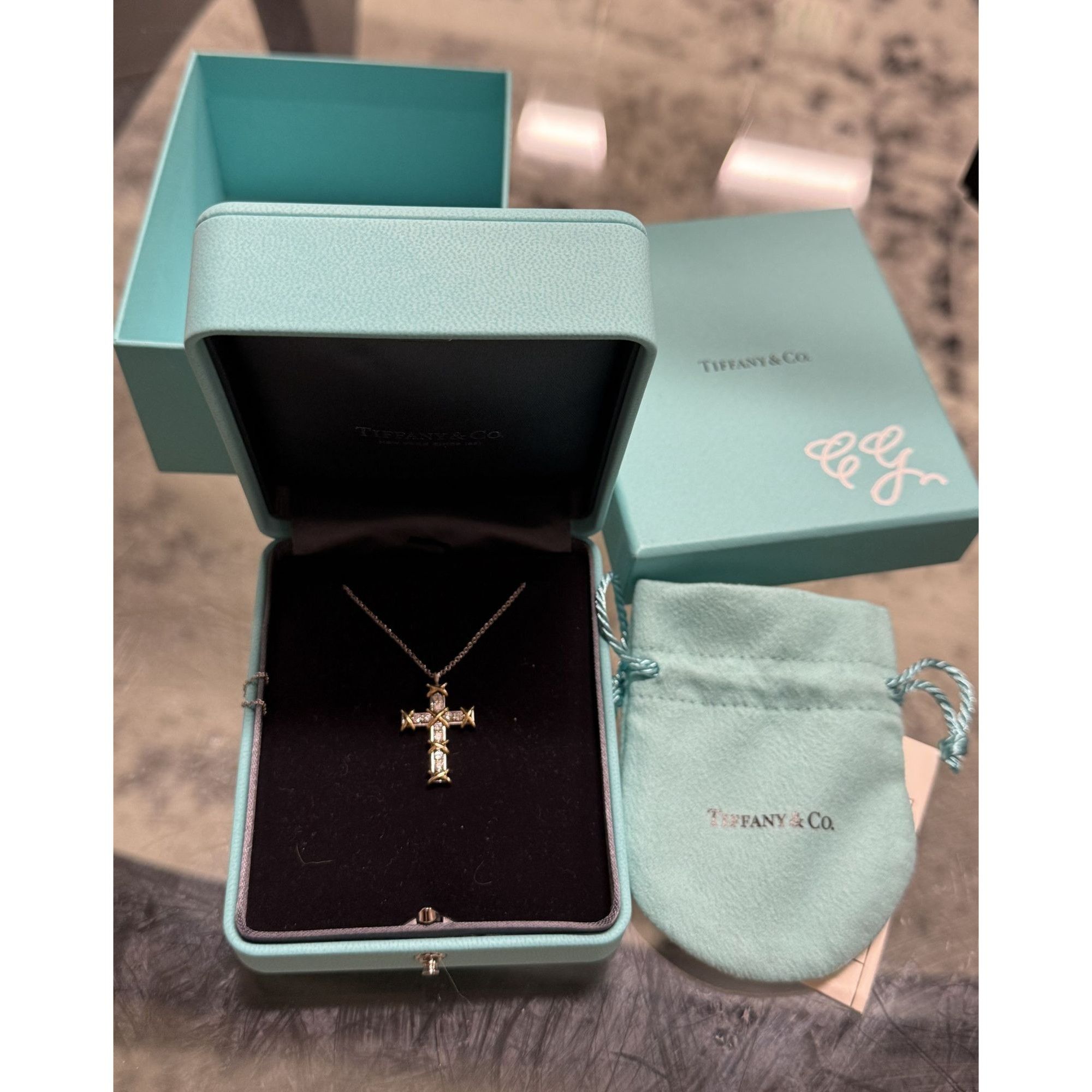 Tiffany & Co. Tiffany & Co. 18K Gold & Sterling Silver Diamond Cross Penda Size ONE SIZE - 3 Thumbnail