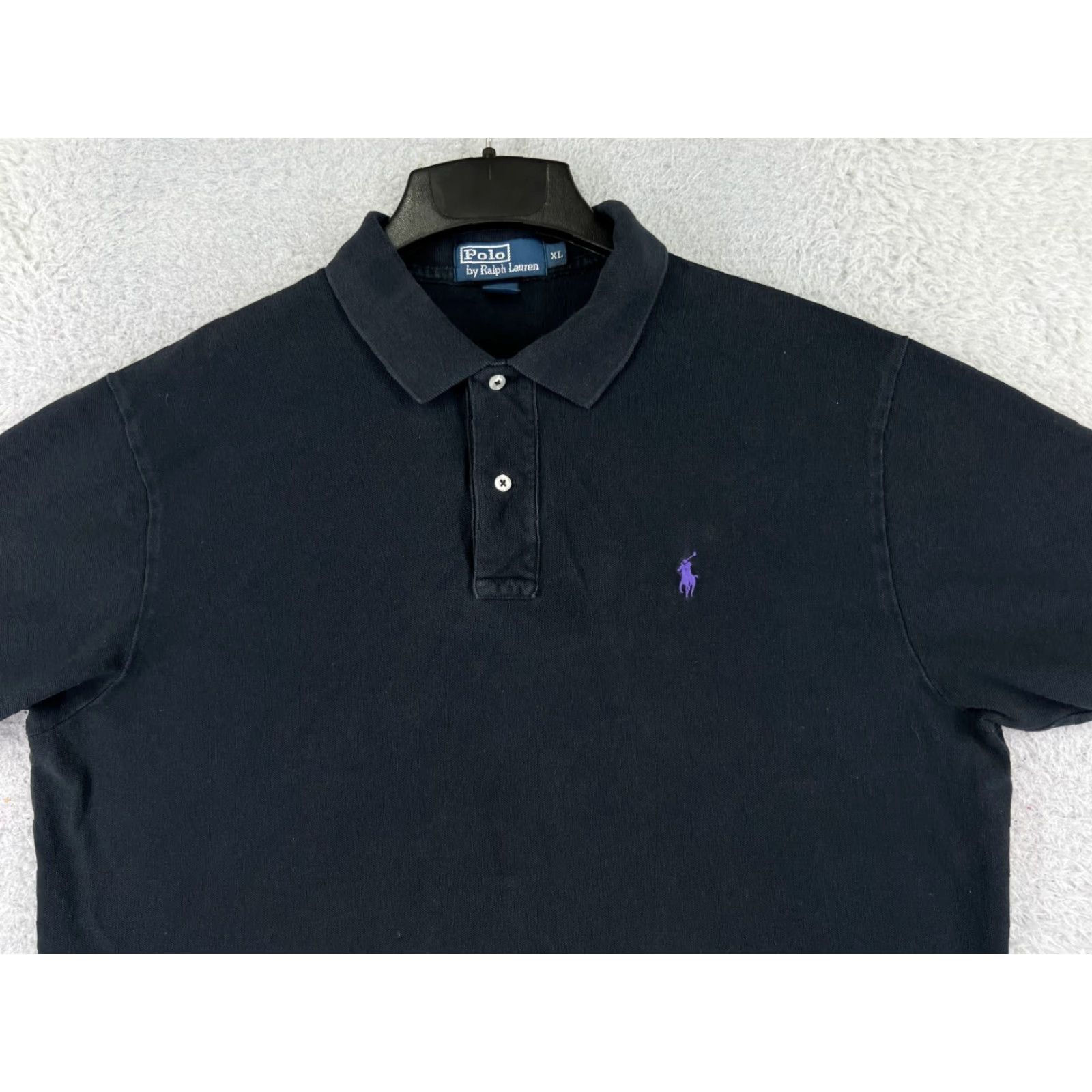 Ralph Lauren VINTAGE Ralph Lauren Polo Shirt Adult XL Black 100% Cotton Jersey Polo Regular Men’s Short Sleeve Logo Embroidered Button Collared Size US XL / EU 56 / 4 - 4 Thumbnail