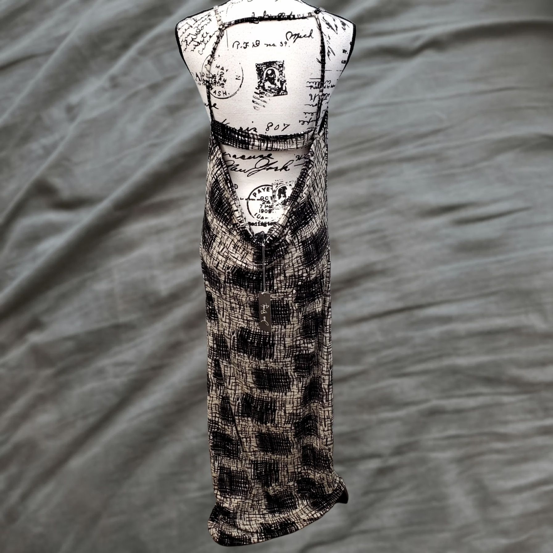 Vintage Josh Brody Maxi Dress Women L Black White Geometric Strappy Backless - Vintage? No Size L / US 10 / IT 46 - 1 Thumbnail