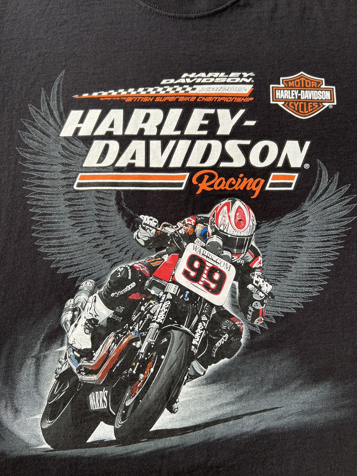 Harley Davidson Vintage 2000s Harley Davidson Racing Motorcycle T-shirt Size US M / EU 48-50 / 2 - 4 Thumbnail