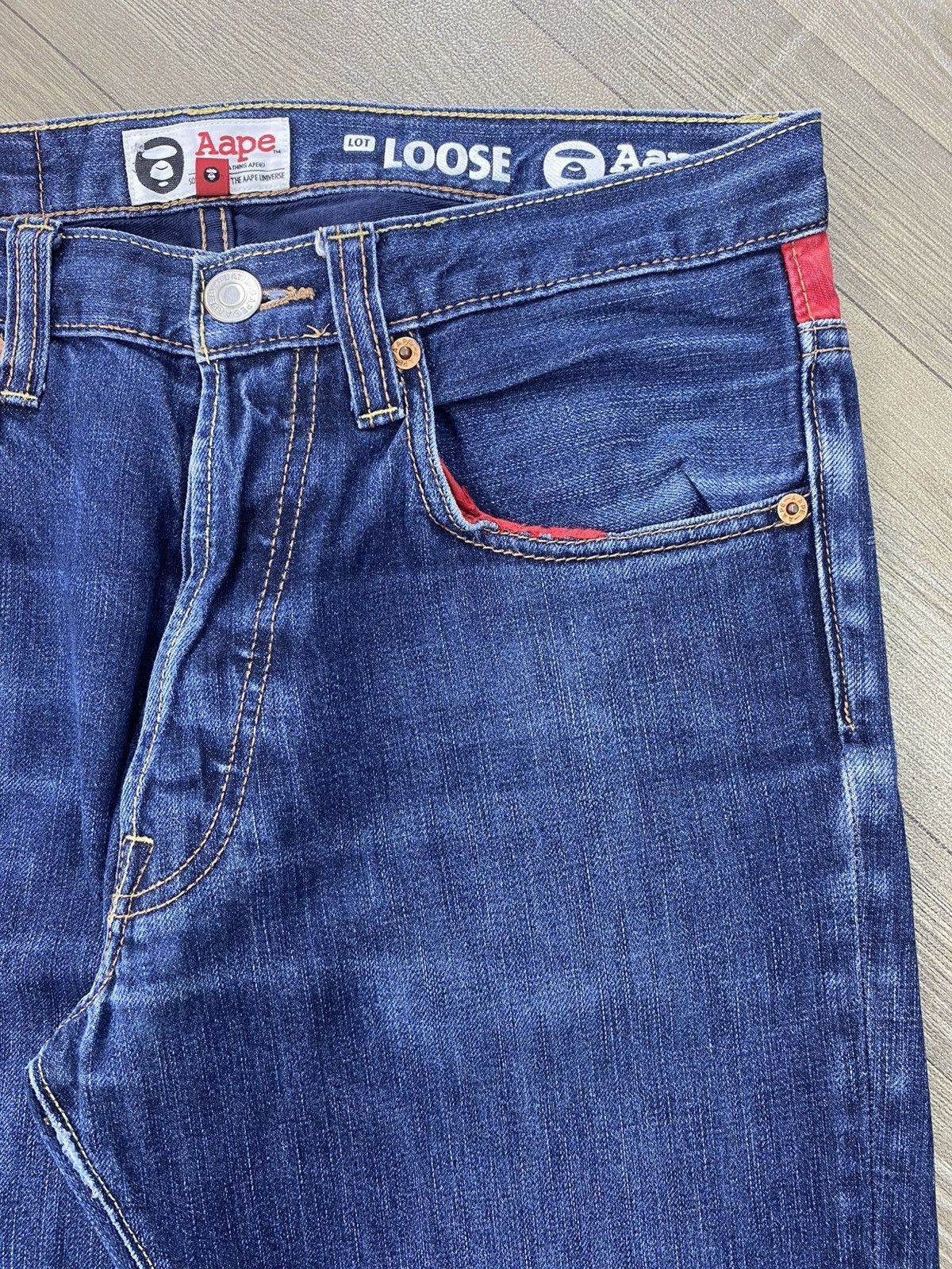 Aape Vintage Aape By A Bathing Ape Bape Embroidery Selvedge Denim Size US 32 / EU 48 - 19 Thumbnail