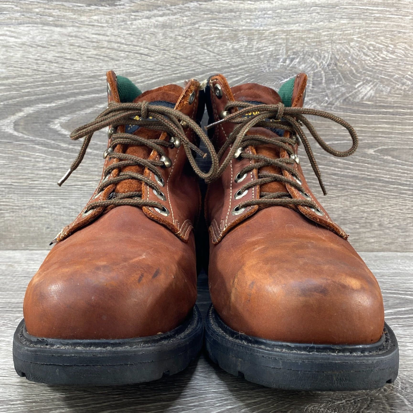 Vibram Wolverine Durashocks Steel Toe Brown Leather Boots SZ 8 3E Made USA Vibram Sole Boots Mens Size US 7 / EU 40 - 4 Thumbnail