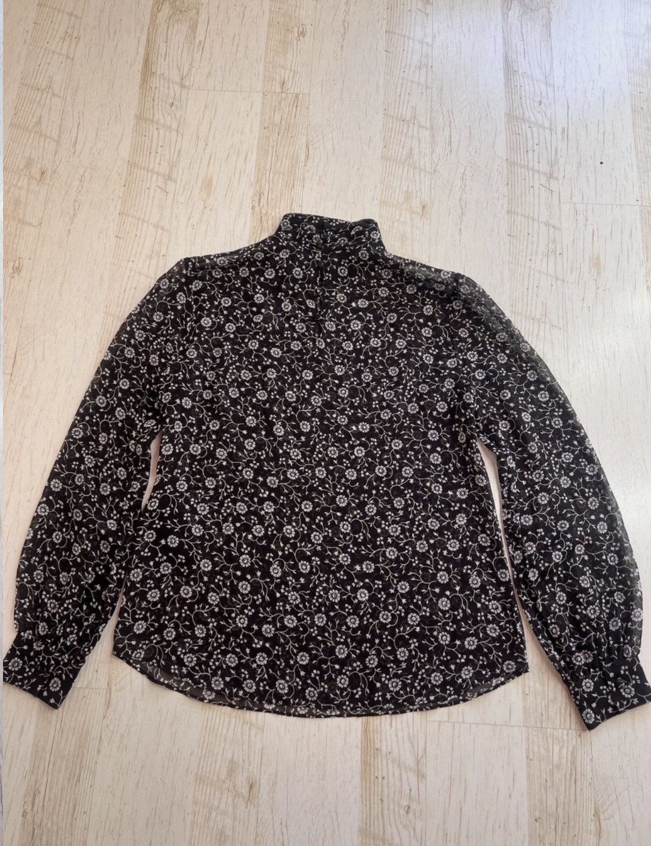 Saint Laurent Paris Saint Laurent Floral Silk Georgette Blouse – FR 40 Size M / US 6-8 / IT 42-44 - 7 Thumbnail