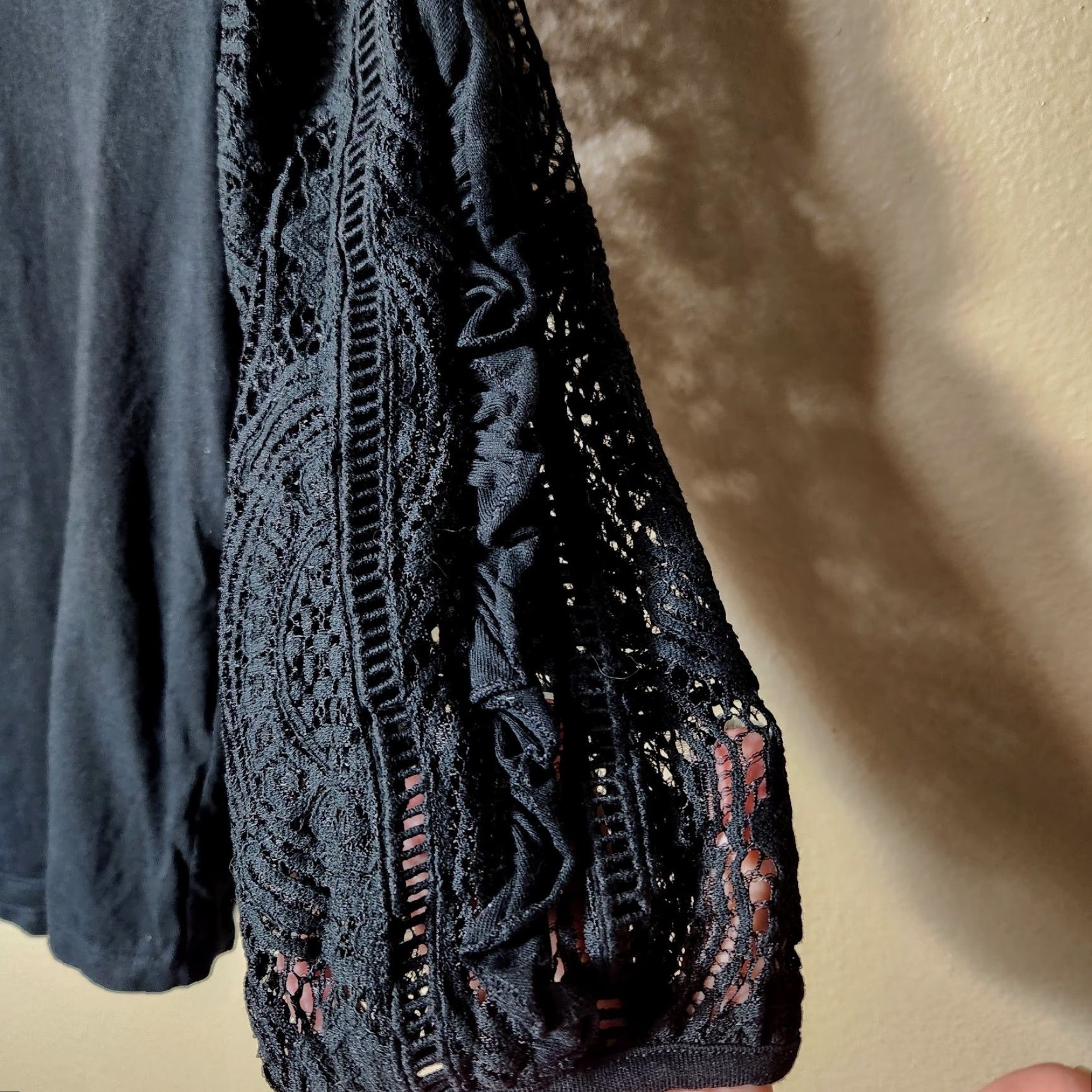 Vintage Nina Blouse XS Black Puff Ruffle Lace Sleeve Top Size XS / US 0-2 / IT 36-38 - 5 Thumbnail