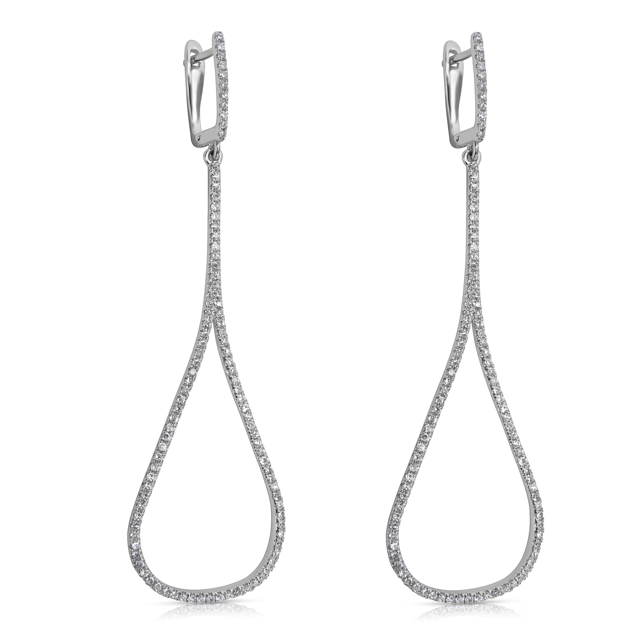 Other 14KT White Gold Diamond Teardrop Earrings 0.80 ctw Size ONE SIZE - 1 Thumbnail