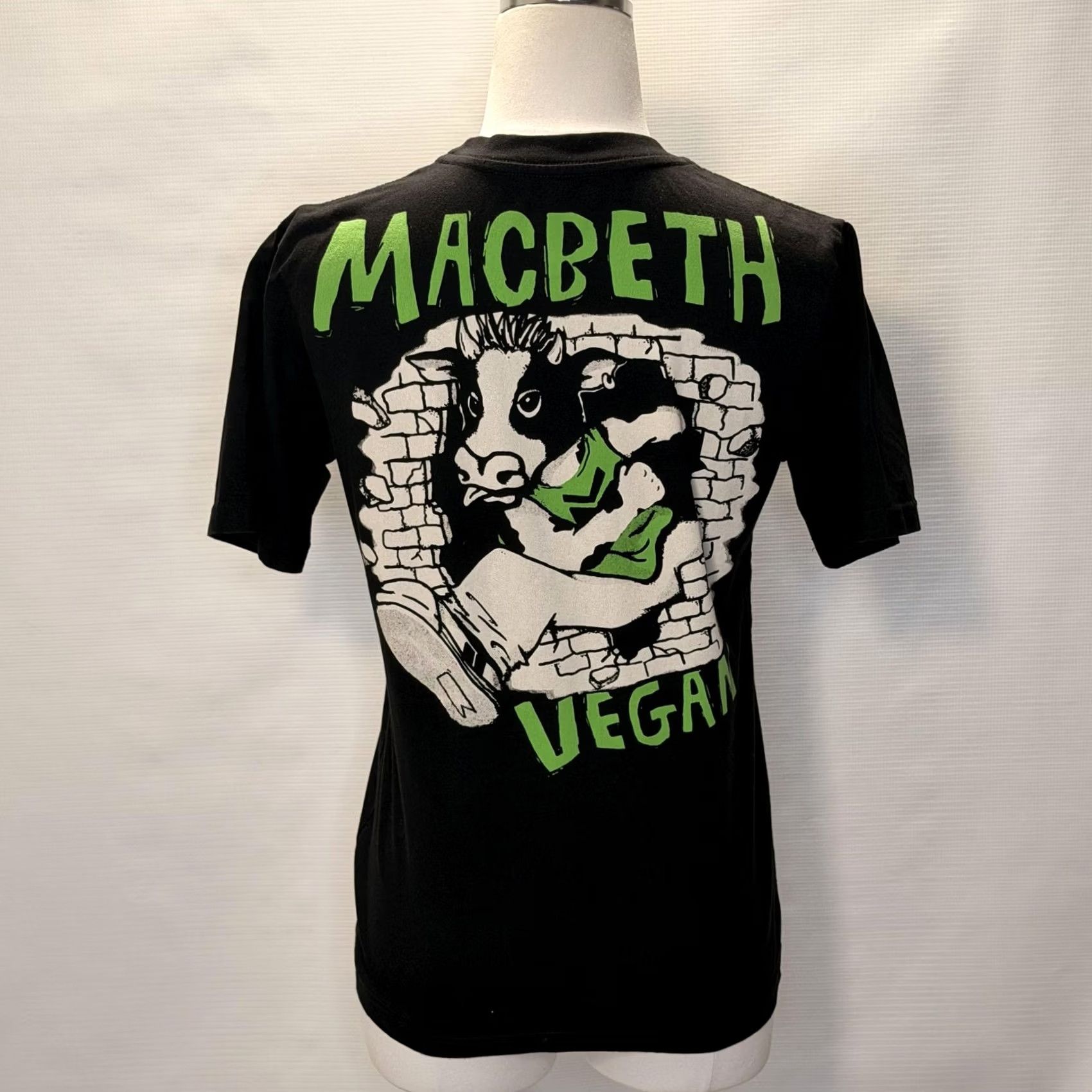 Vintage Macbeth Shirt Mens XS Black Vegan Graphic Cow Animal Rights Short Sleeve Tee Size US XS / EU 42 / 0 - 2 Thumbnail