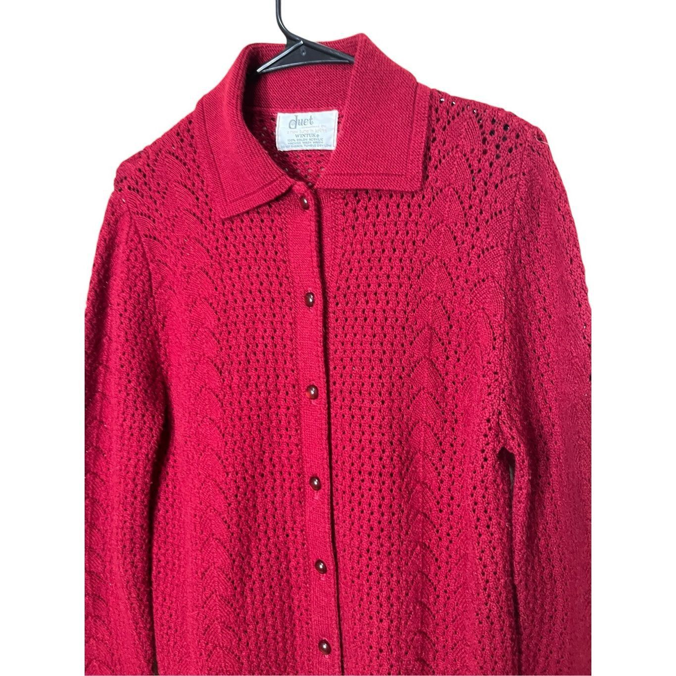 Other Vintage Duet Creations Red Knit Cardigan Sweater Size M Size M / US 6-8 / IT 42-44 - 2 Thumbnail