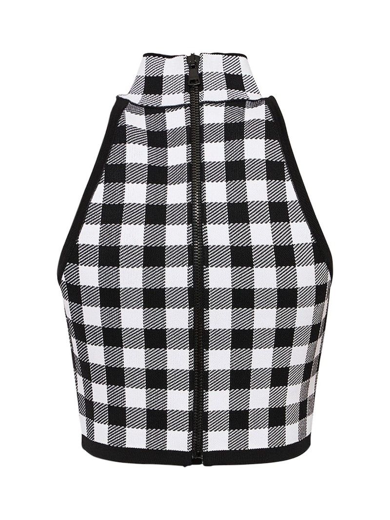 Balmain o1s1wg110825 Check Knit Hight Neck Vest in Multicolor Size L / US 10 / IT 46 - 2 Thumbnail