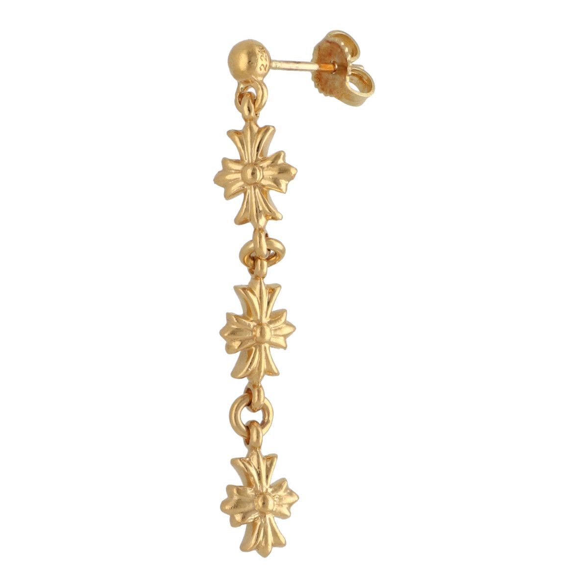 image of Chrome Hearts Plus Drop Earring in Gold, Women's