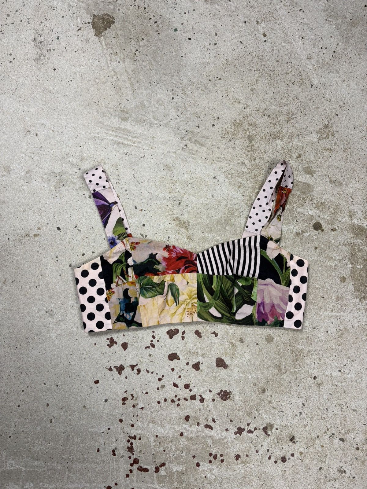 Dolce & Gabbana Dolce & Gabbana Floral Print Patchwork Top Bustier Size M / US 6-8 / IT 42-44 - 1 Thumbnail