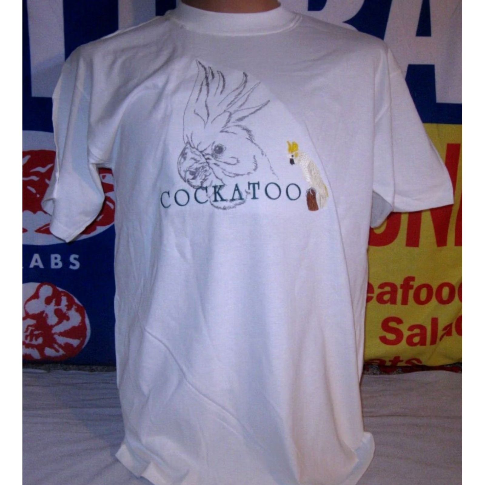 Vintage GR8 Ragz Cockatoo T-Shirt Adult Large White Cotton Embroidered Casual Bird Theme Men Women Unisex Size L / US 10 / IT 46 - 2 Thumbnail