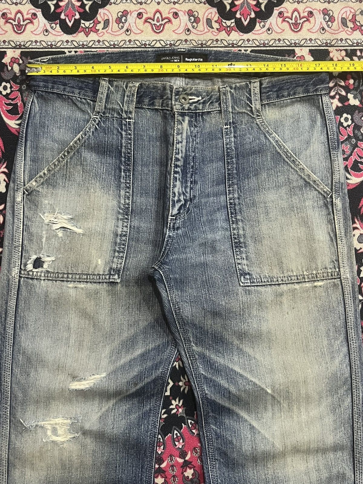 Undercover × Uniqlo Vintage Uniqlo Fatigue Distressed Regular Fit Blue Jeans Size US 34 / EU 50 - 11 Thumbnail