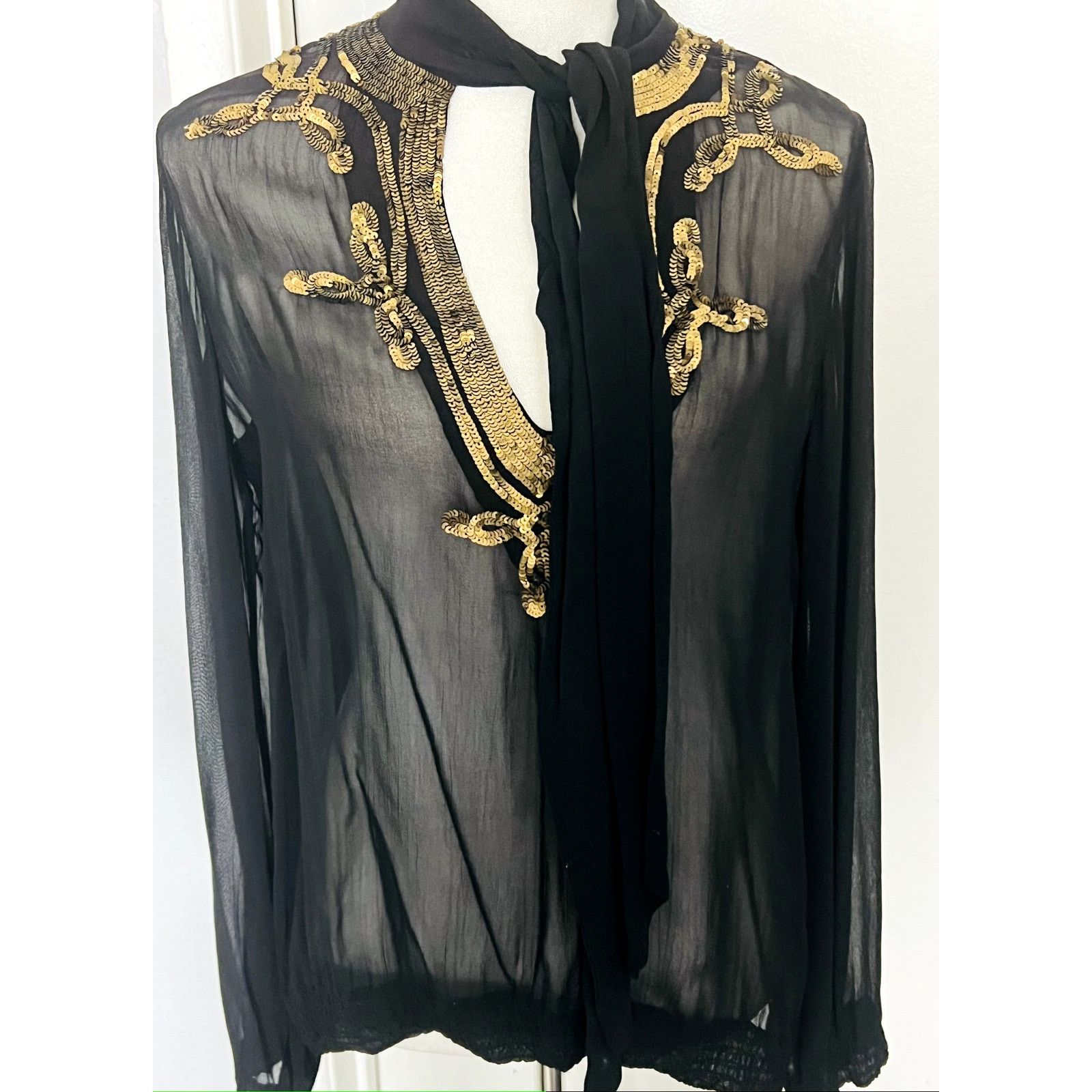 Antik Batik Antik Batik sheer black and gold sequin blouse Sz S Size S / US 4 / IT 40 - 2 Thumbnail
