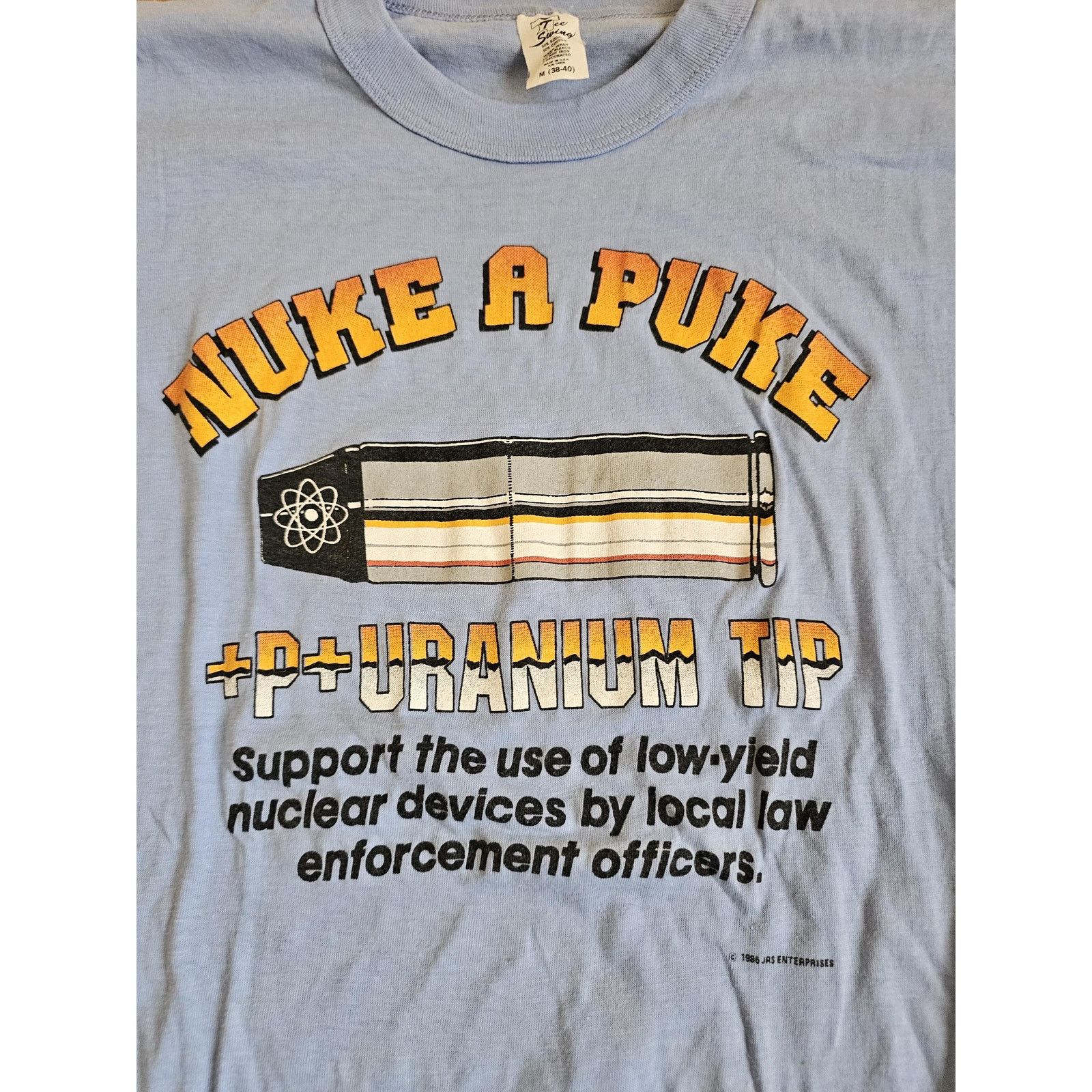 Other 80s Nuke A Puke Blue Yellow T-shirt Sz M Funny Size US M / EU 48-50 / 2 - 2 Thumbnail
