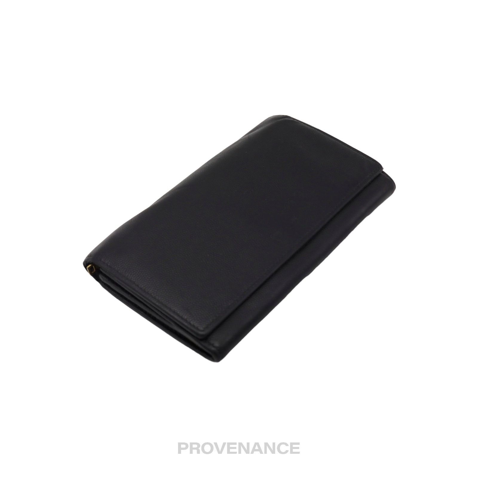 Saint Laurent Paris 🔴 Saint Laurent Paris SLP Long Pebbled Wallet - Black Size ONE SIZE - 4 Thumbnail