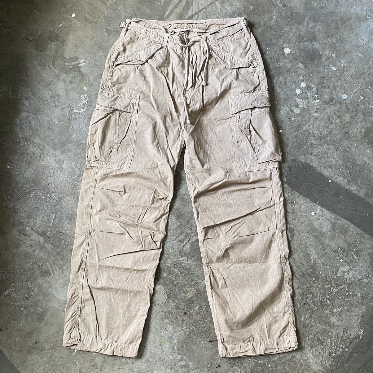 image of Polo Ralph Lauren x Ralph Lauren Ralph Laurent - Rl 067 Military Wide Leg Cargo Pants in Khaki (Siz