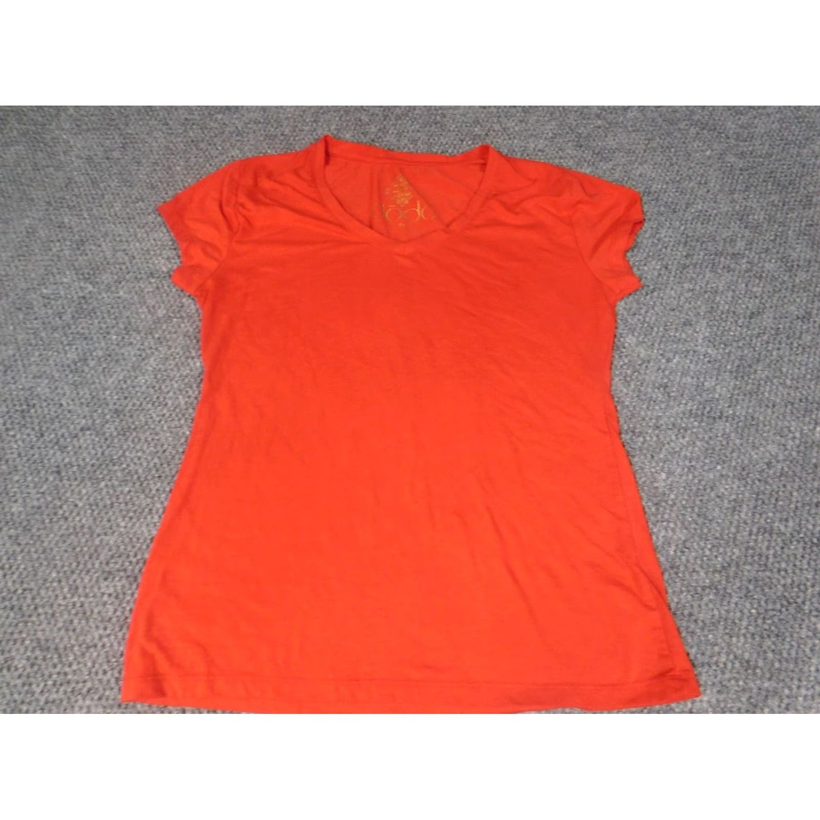 Vintage Dodo Blouse Womens 2XL Orange Short Sleeve Collared Pullover Stretch Casual Cotton Polyester Button Regular Classic Size XXL / US 16-18 / IT 52-54 - 2 Thumbnail