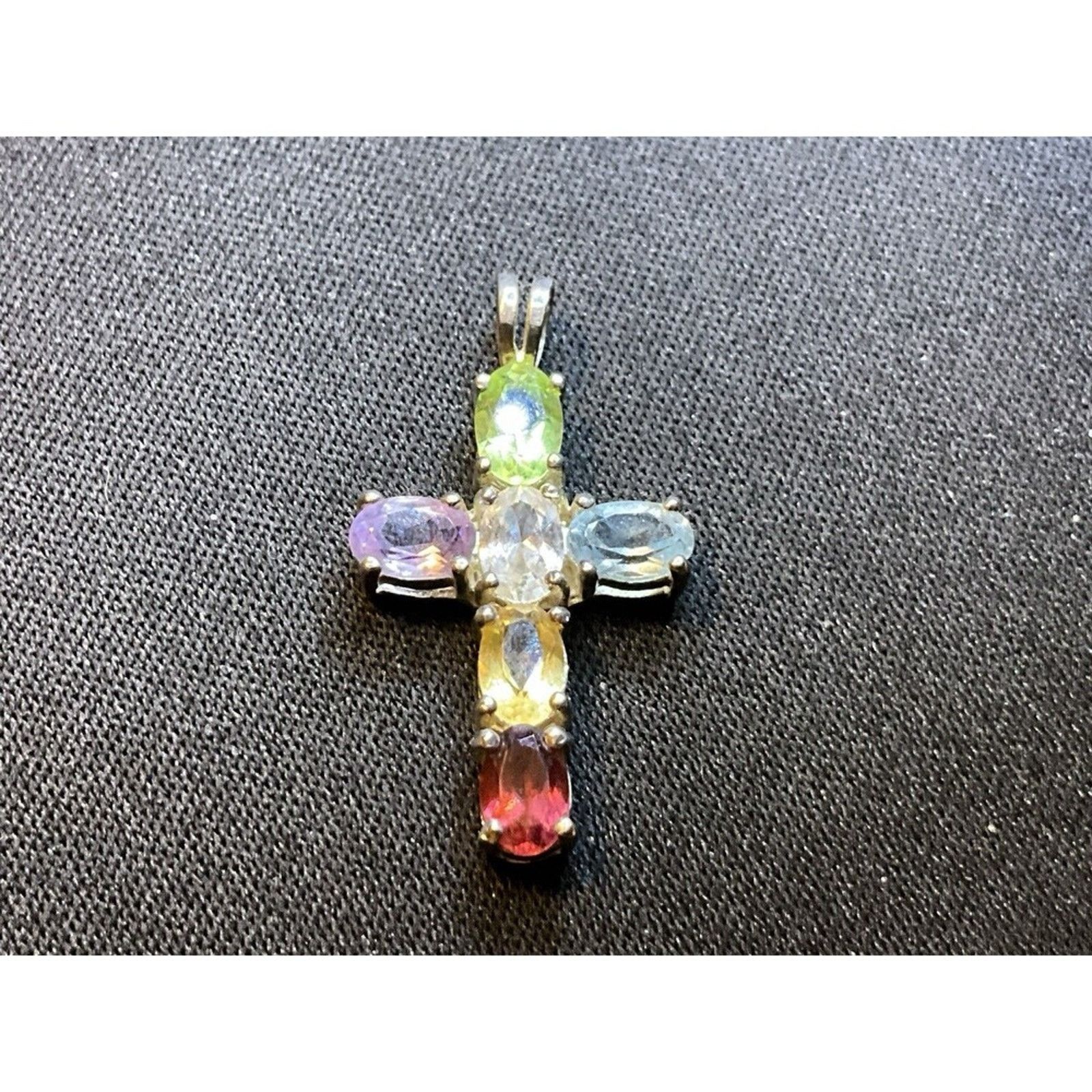 Other 925 Silver Citrine Topaz Perido Amethyst Garnet Cross Size ONE SIZE - 1 Thumbnail
