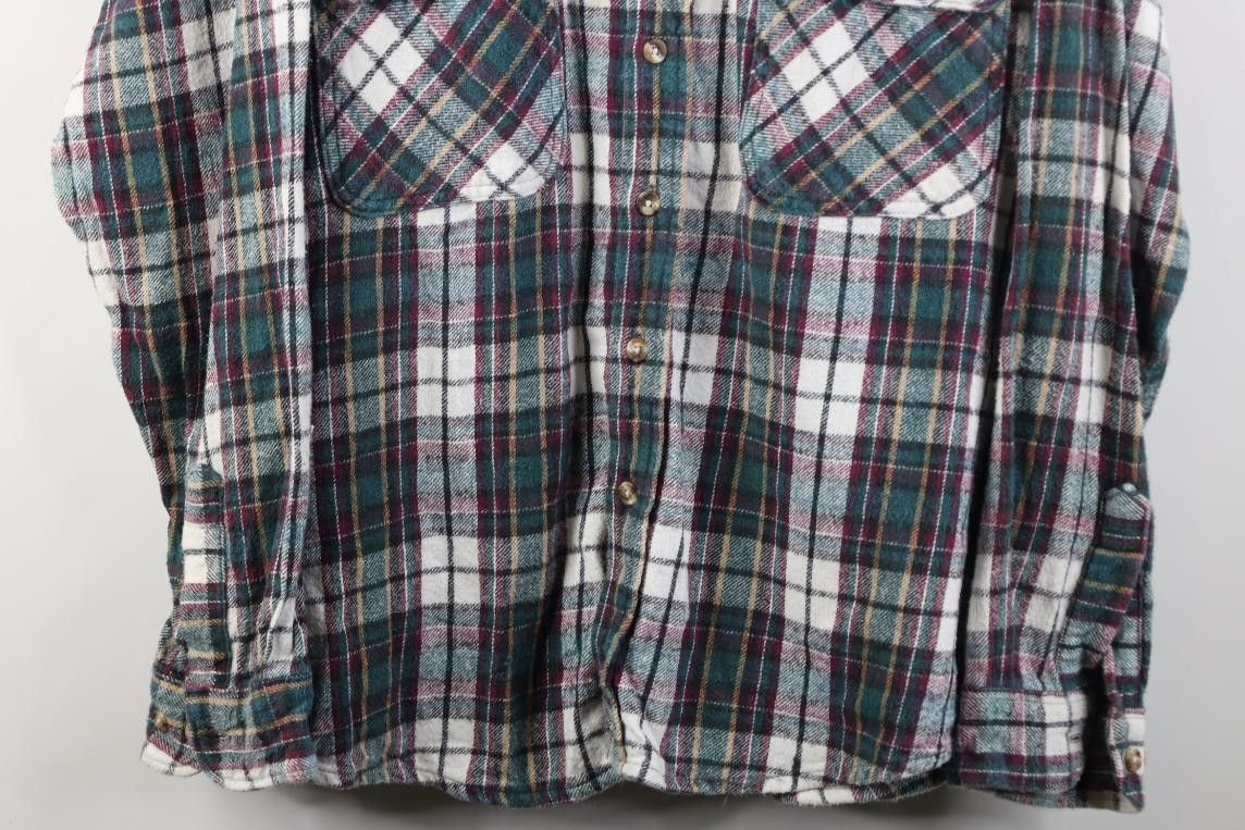 Vintage Vintage 90s Streetwear Heavyweight Button Shirt Plaid Cotton Size US XL / EU 56 / 4 - 3 Thumbnail