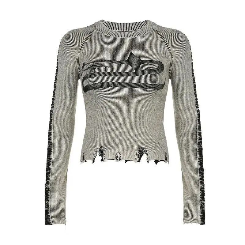 image of Ripped Vintage Sweater in White, Women's