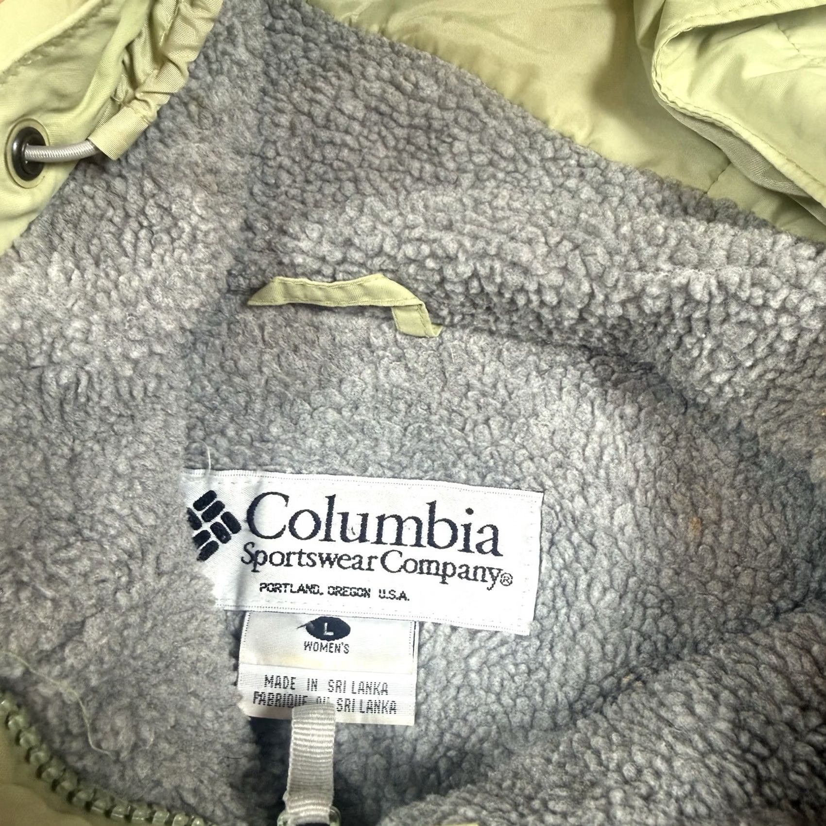 Rains VINTAGE Columbia Jacket Women's Large Green Hooded Full Zip Rain Snow Sherpa Size L / US 10 / IT 46 - 6 Thumbnail