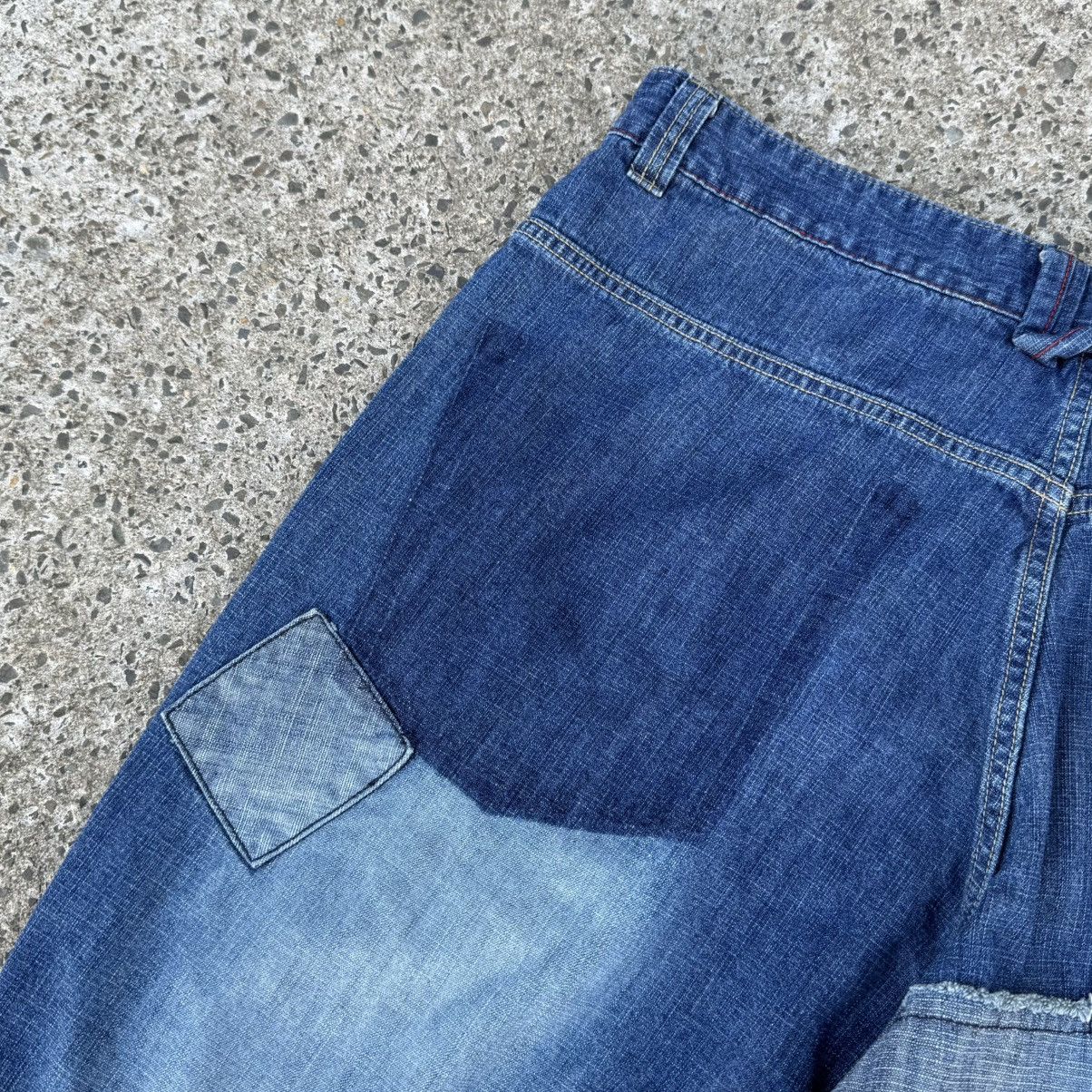 JNCO × Sean John × Vintage METAL Patchwork Denim Shorts W40 L33 Blue Distressed Baggy Size US 40 / EU 56 - 3 Thumbnail