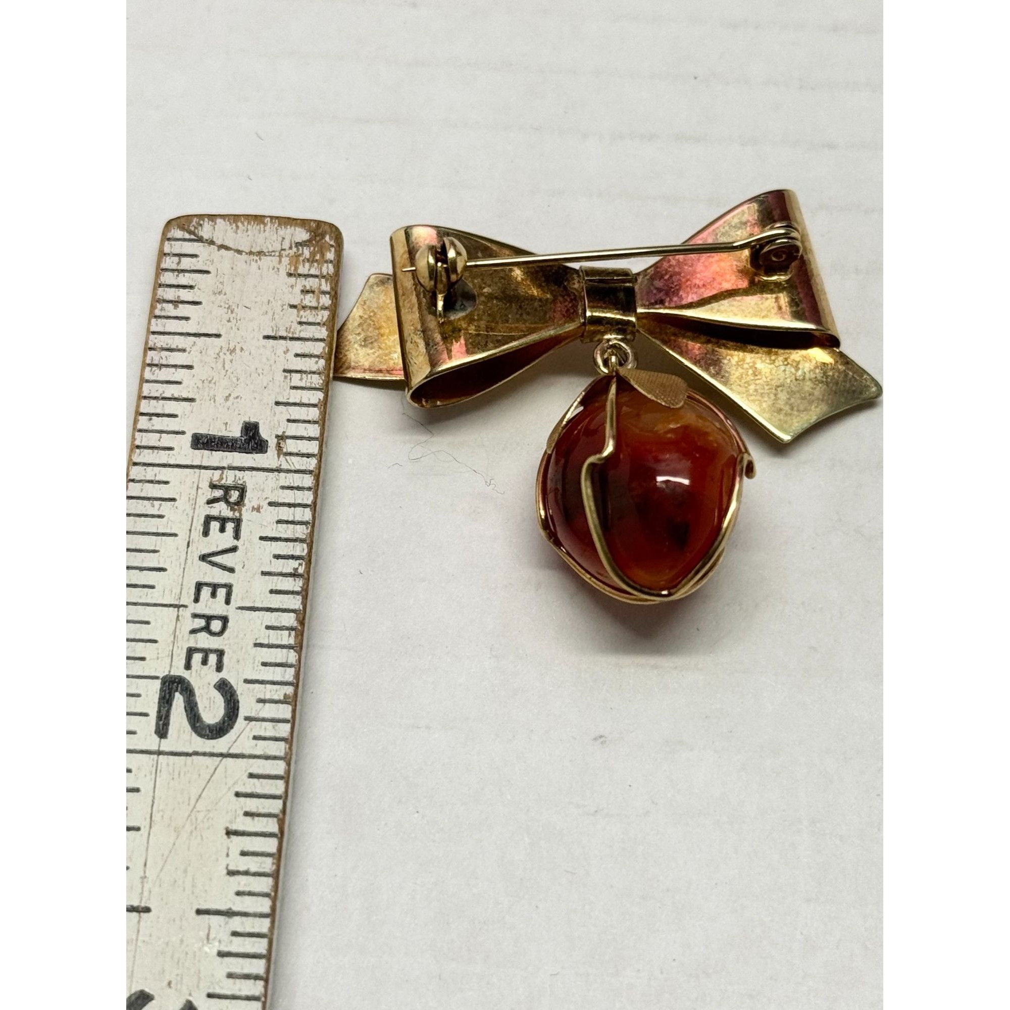 Vintage Vintage Agate stone bow brooch pin Size ONE SIZE - 5 Thumbnail