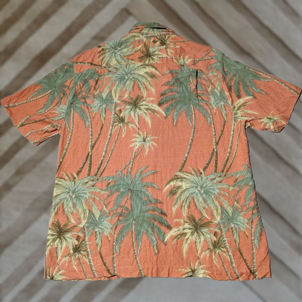 Tommy Bahama TOMMY BAHAMA Men Large Silk Orange Coconut Tree Print Hawaiian Shirt Size US L / EU 52-54 / 3 - 1 Thumbnail