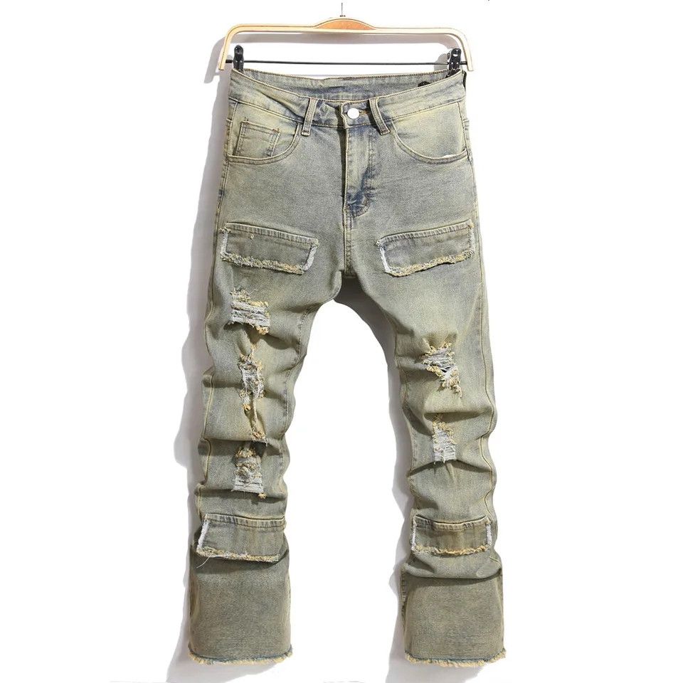 Designer × Japanese Brand Ripped Spliced Slim Jean Size US 38 / EU 54 - 1 Thumbnail