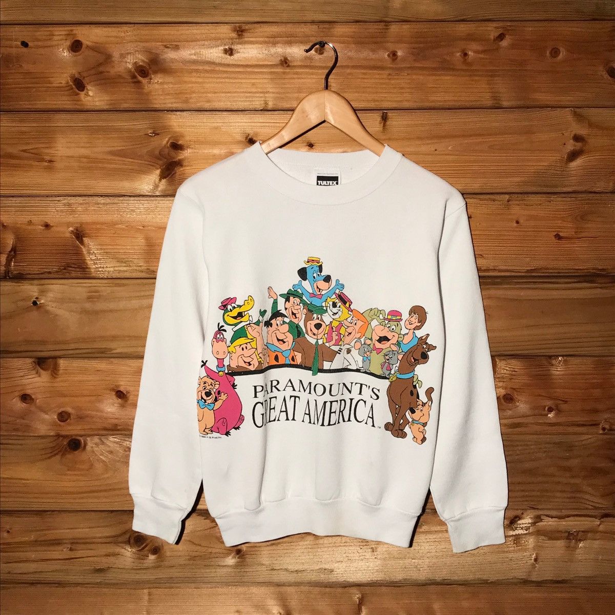 image of Cartoon Network x Tultex 1994 Hanna Barbera Cartoon Characters Promo Sweatshirt in White (Size Smal