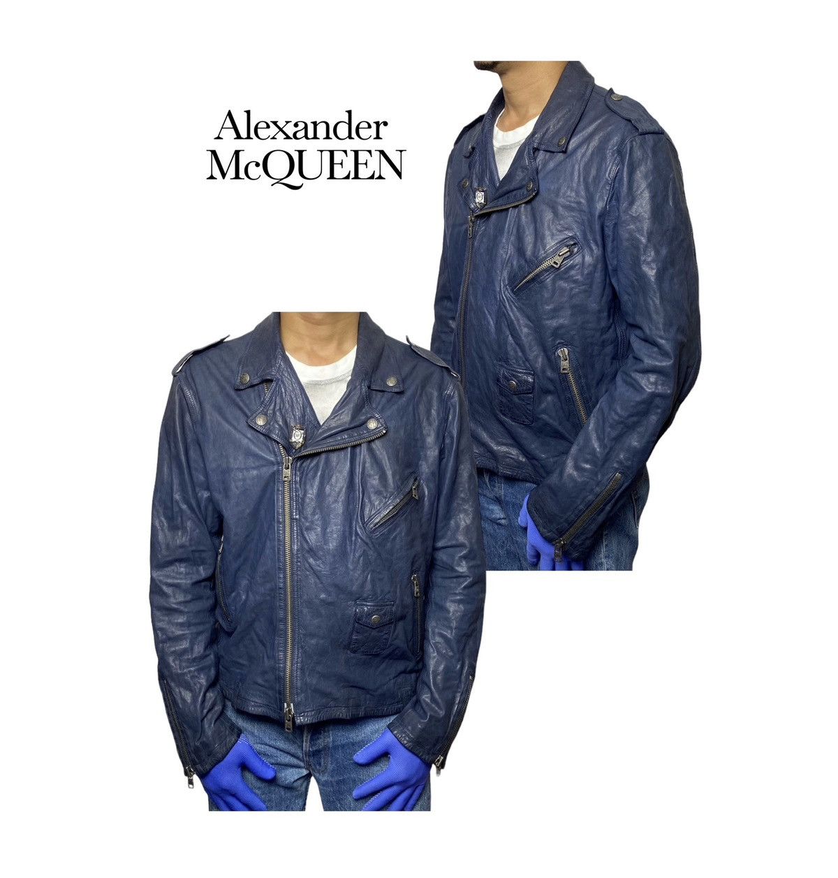 Alexander McQueen Alexander McQueen Double Coller Leather Jacket Size US XL / EU 56 / 4 - 1 Thumbnail