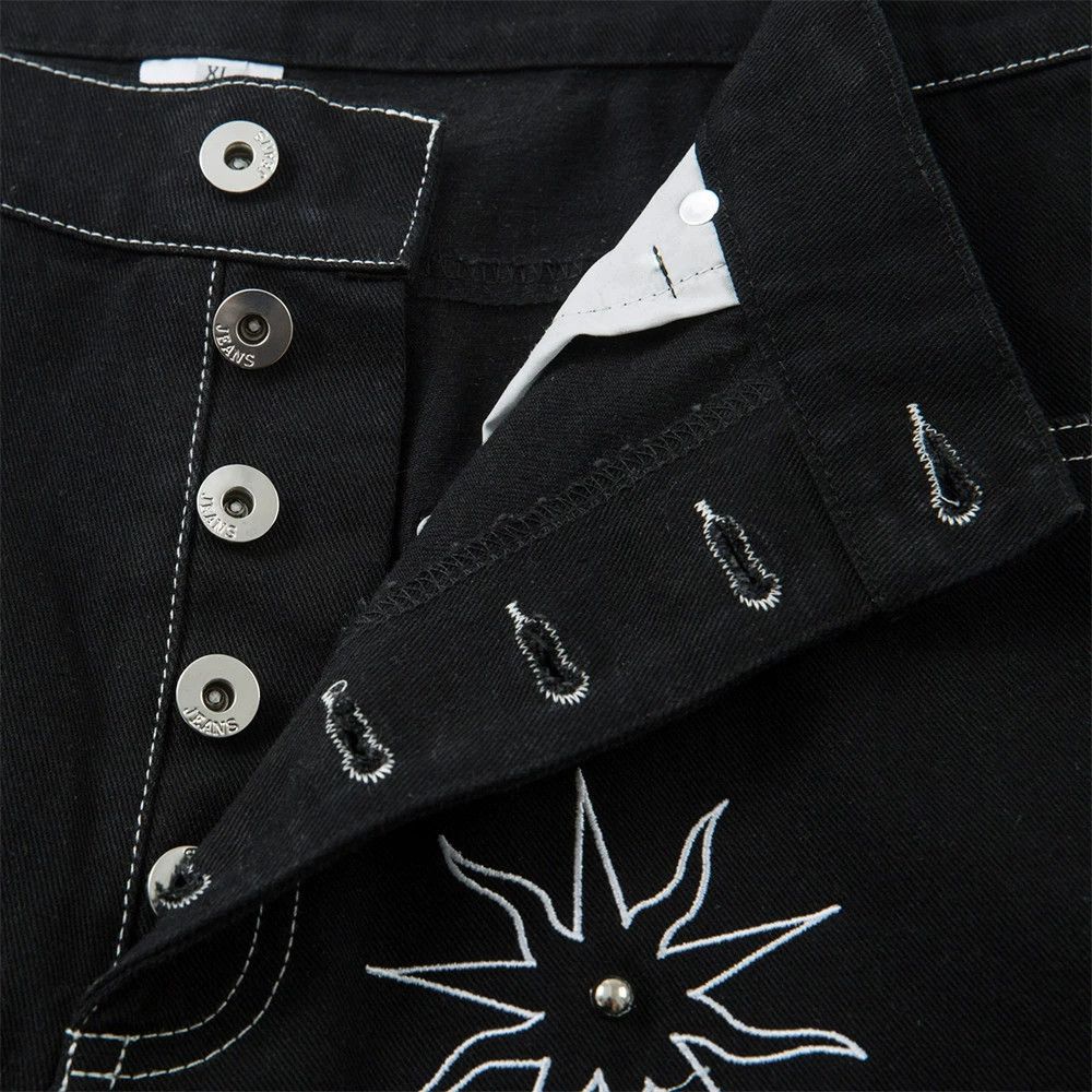 Vintage Men's hippie trend sun-embroidered flared jeans Size US 32 / EU 48 - 3 Thumbnail